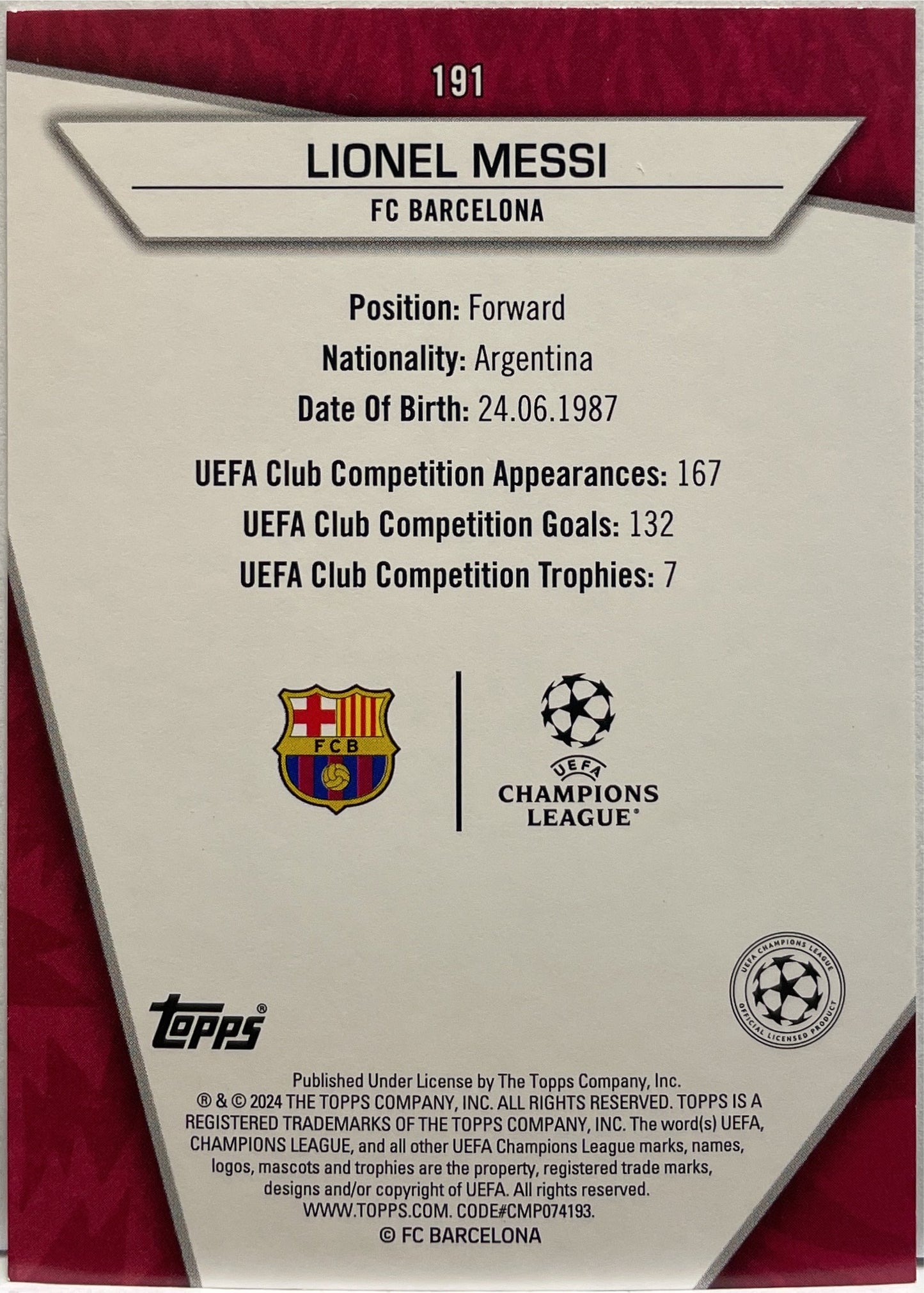 Lionel Messi Red Topps Superstars UCC 2023/24