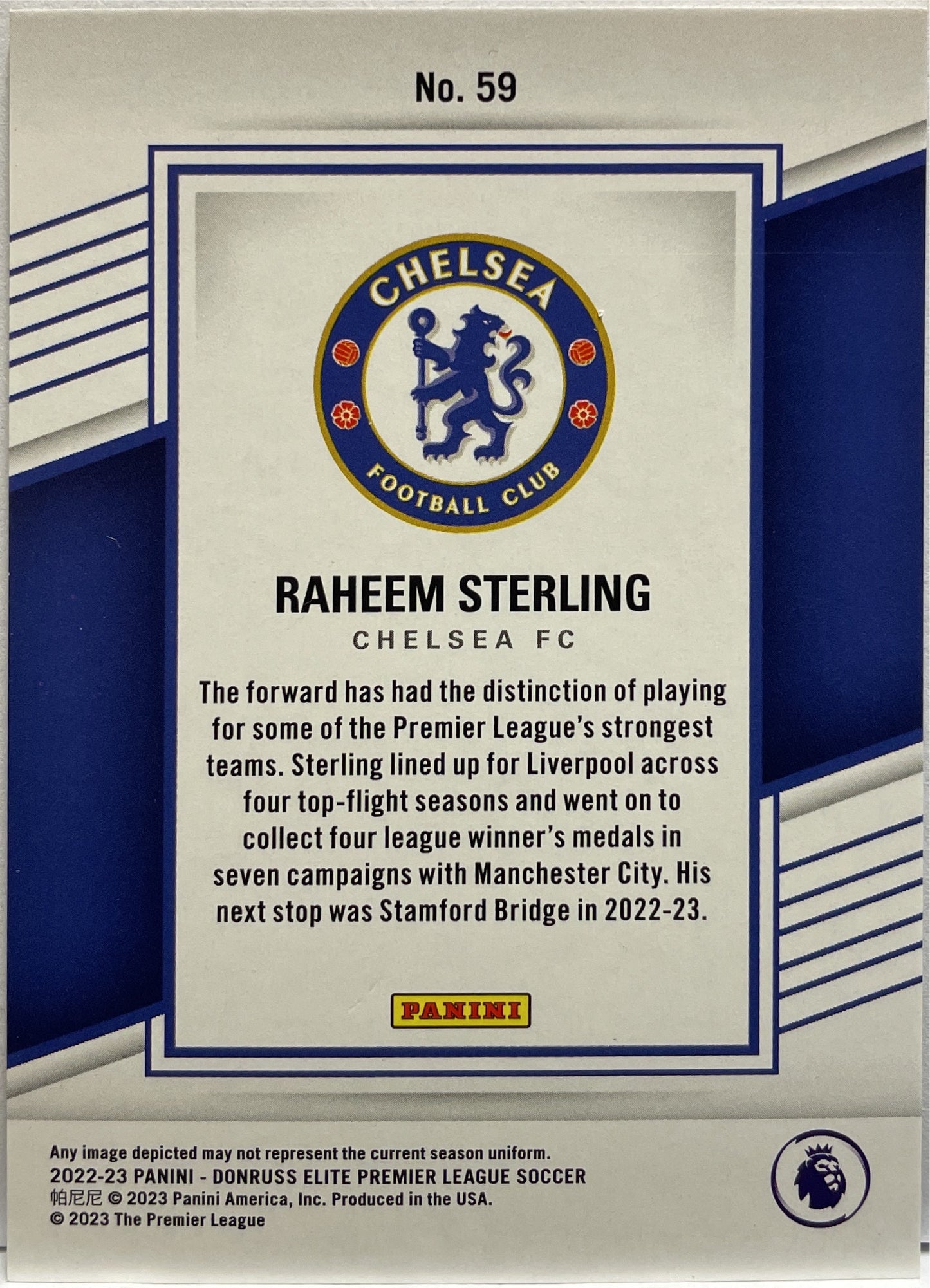 Raheem Sterling 1/1 One Of One Black Donruss Elite Premier League 2022/23