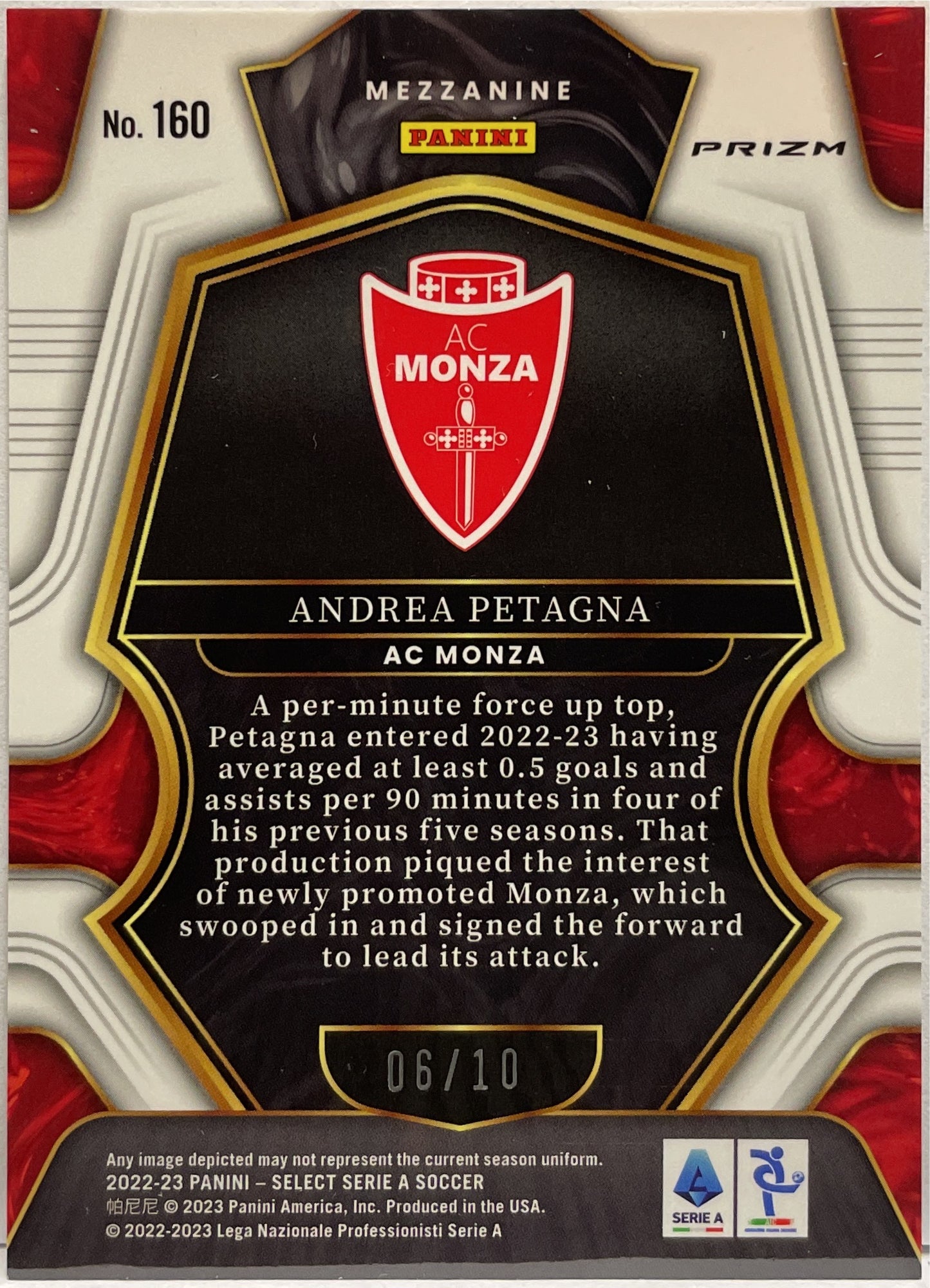 Andrea Petagna 6/10 Mezzanine Gold Select Serie A 2022/23