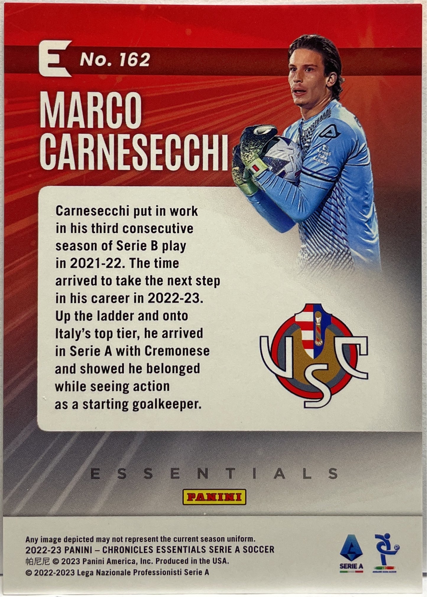 Marco Carnesecchi 4/10 Essentials Gold Panini Chronicles Serie A 2022/23