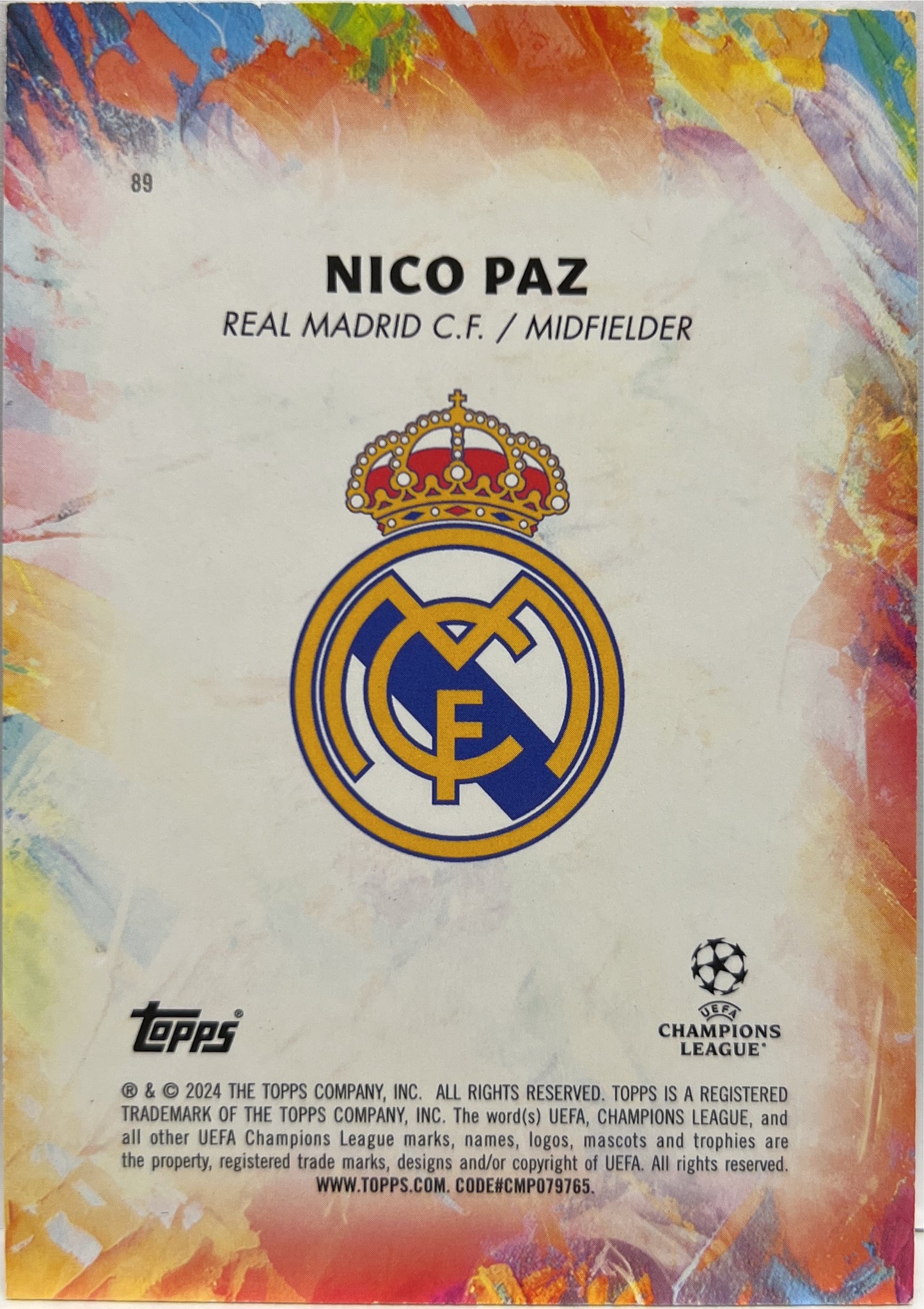 Nico Paz 39/125 Rookie Emergings Stars Topps Inception 2023/24