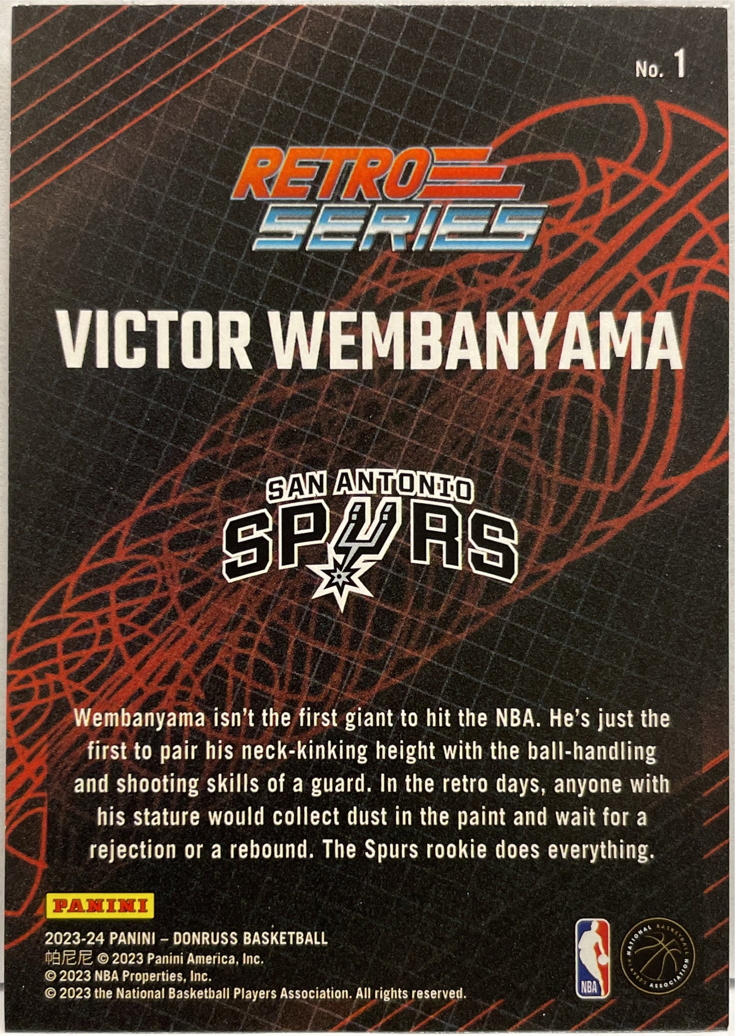 Victor Wembanyama Rookie Press Proof Gold Retro Series Panini NBA Donruss Basketball 2023/24