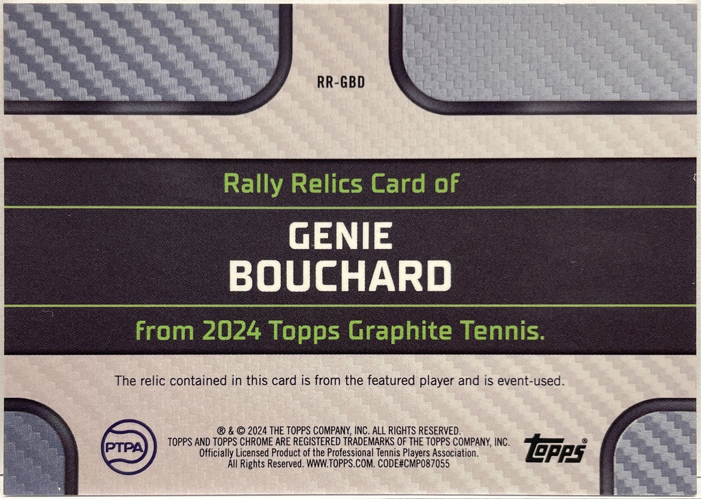 Genie Bouchard Patch Rally Topps Tennis Graphite 2024