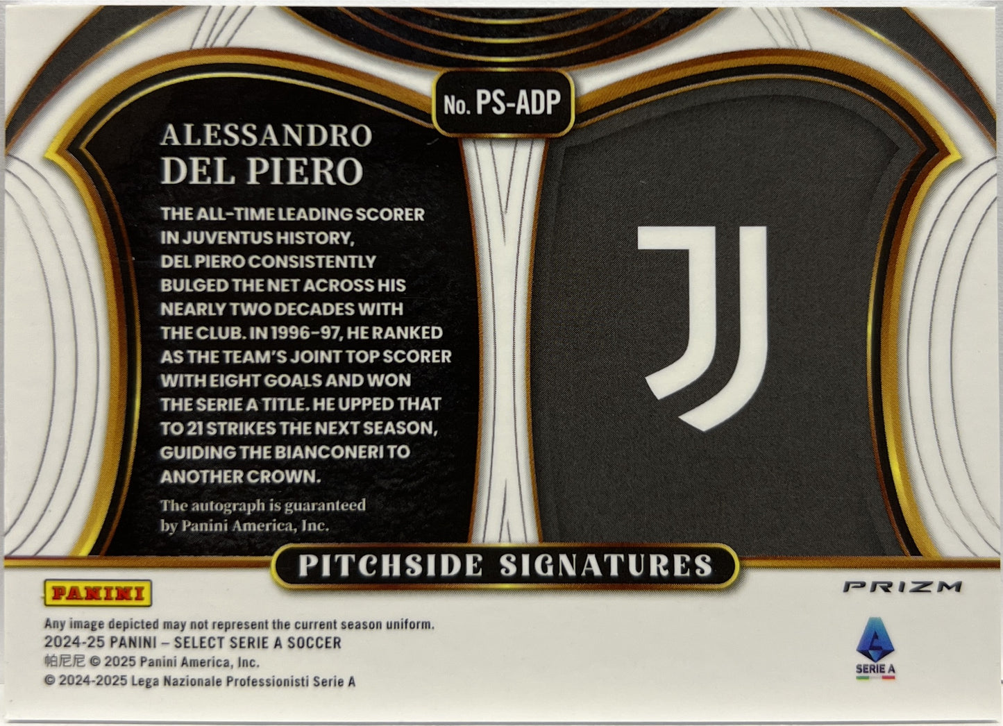 Alessandro Del Piero Autograph Pitchside Signatures Select Serie A 2024/25