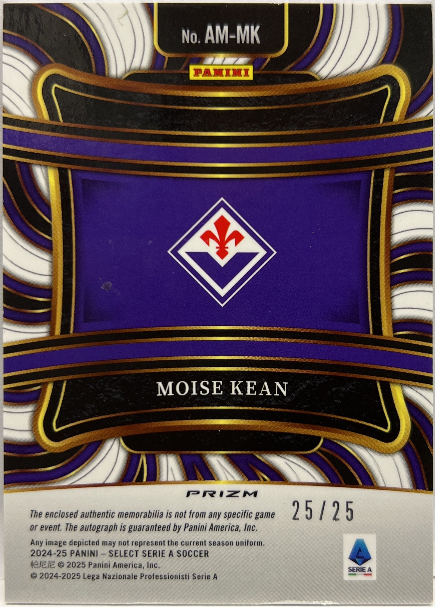 Moise Kean 25/25 Patch Autograph Tie Die Select Serie A 2024/25