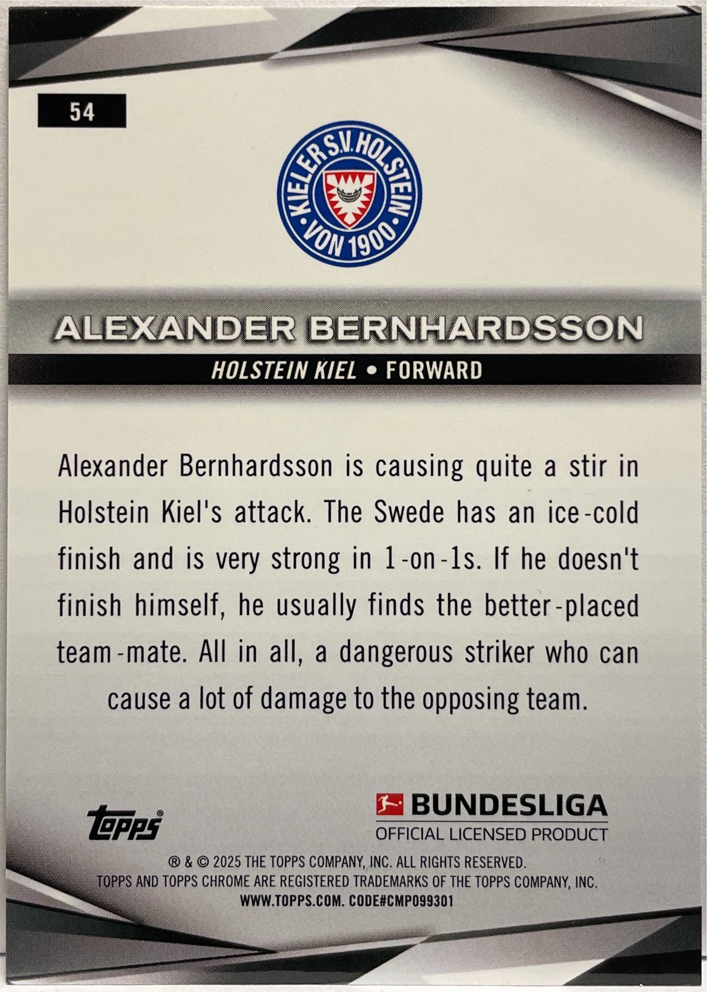 Alexander Bernhardsson 5/5 Rookie Red Lava Topps Chrome Bundesliga 2024/25