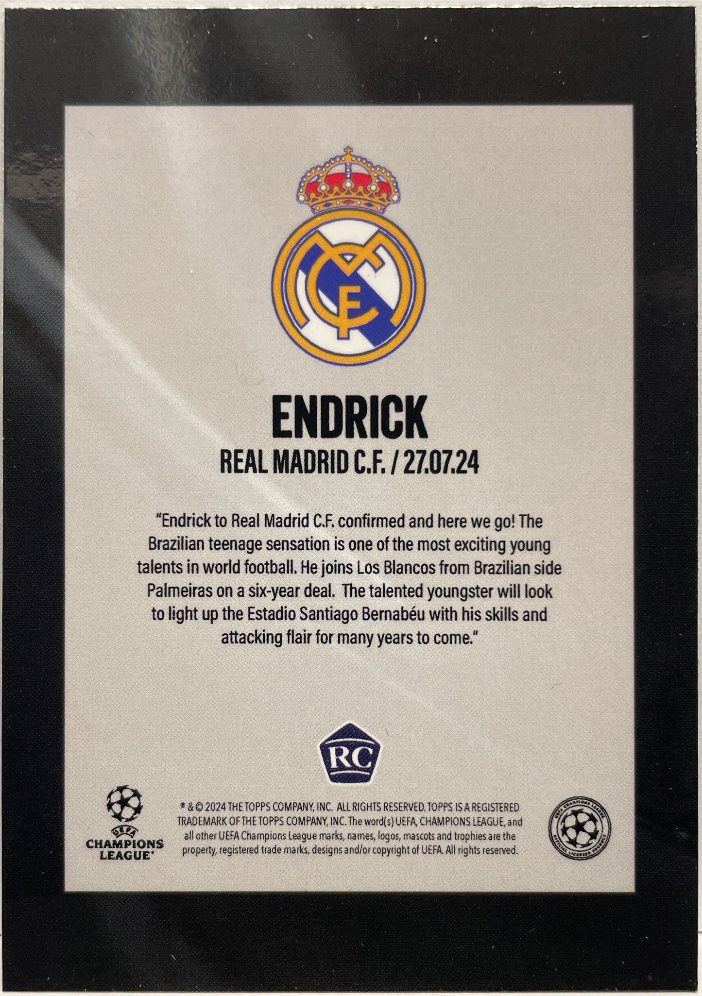 Endrick Rookie Topps Fabrizio Romano Here We Go 2024