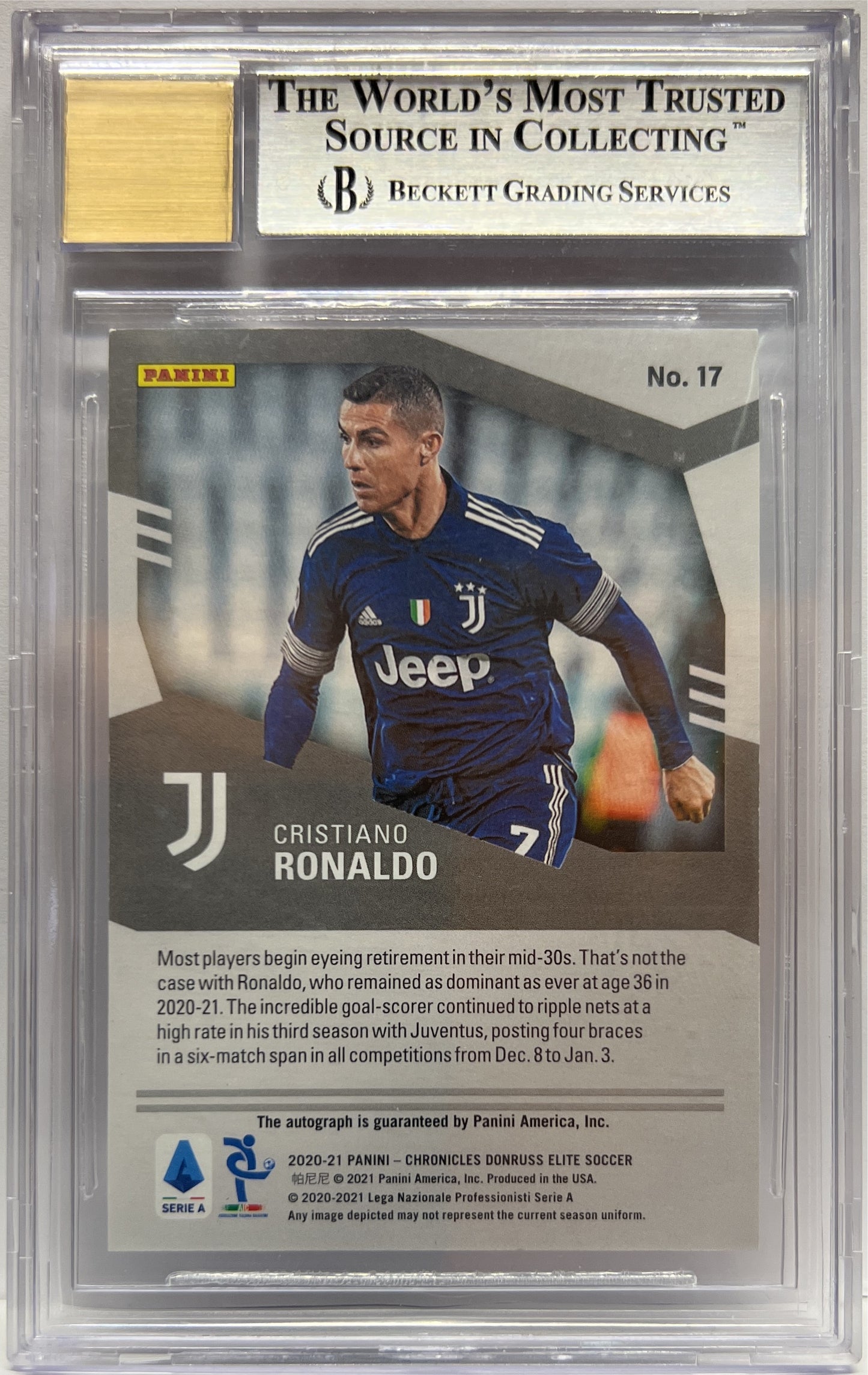 Cristiano Ronaldo 2/74 Autograph Donruss Elite Chronicles 2020/21 Beckett 8.5