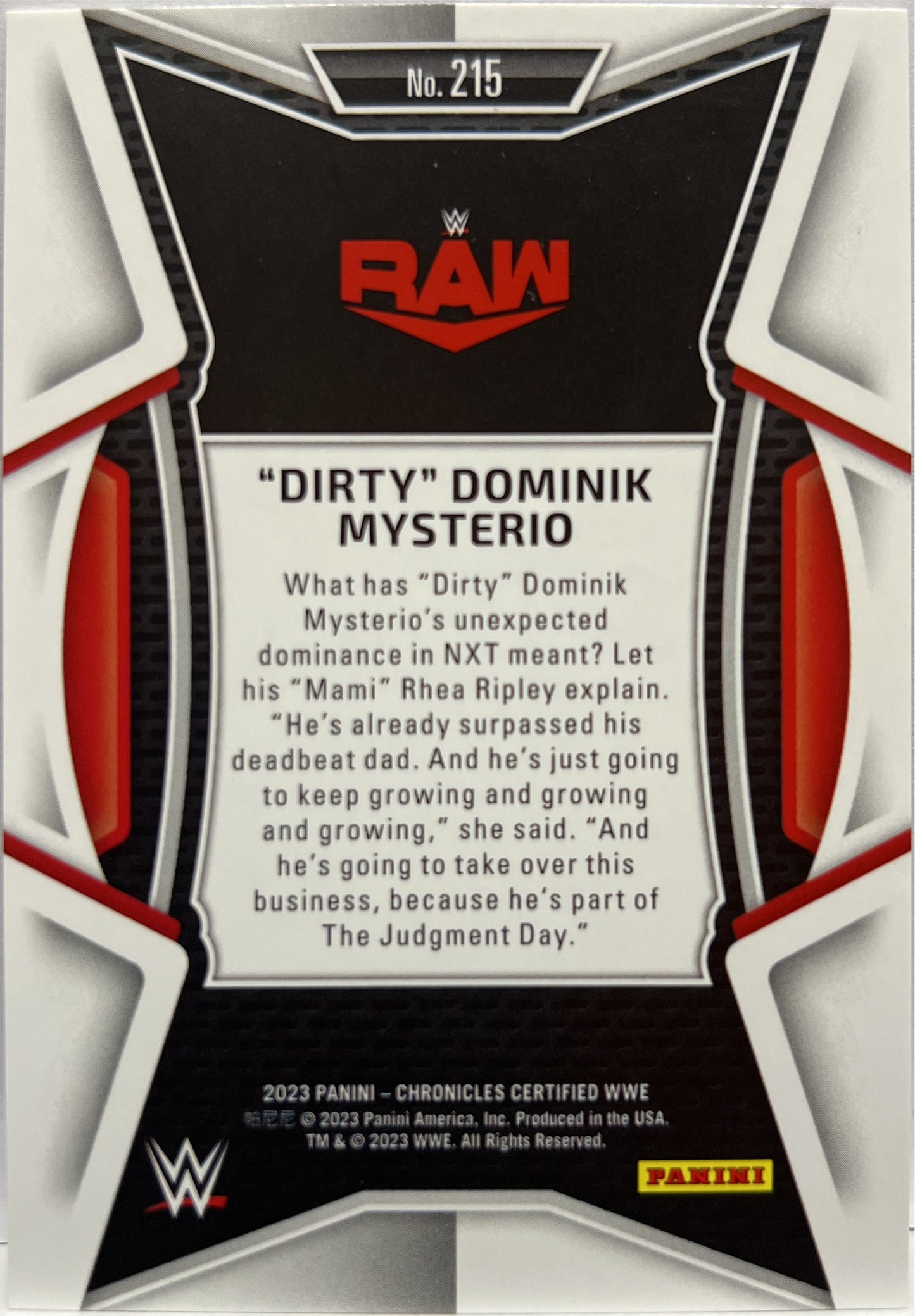 Dirty Dominik Mysterrio 54/99 Certified Blue Chronicles WWE 2023