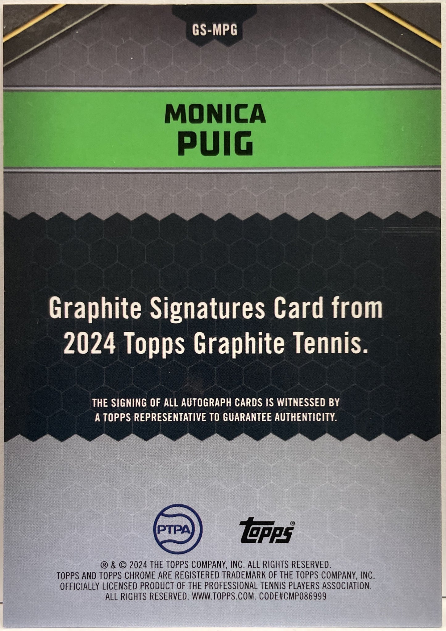 Monica Puig 65/75 Autograph Topps Tennis Graphite 2024