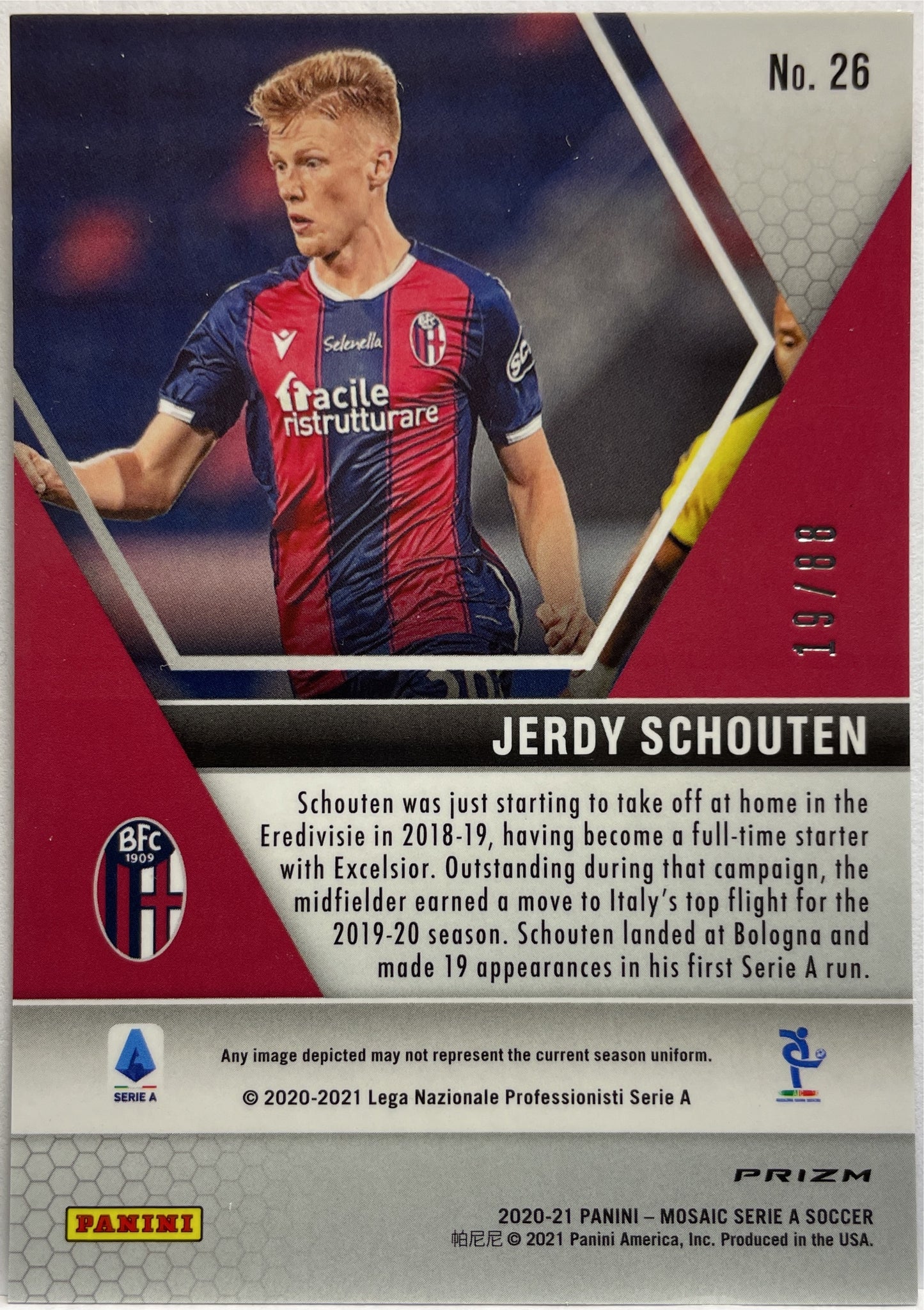 Jerdy Schouten 19/88 Rookie Red/Gold Choice T-Mall Mosaic Serie A 2020/21