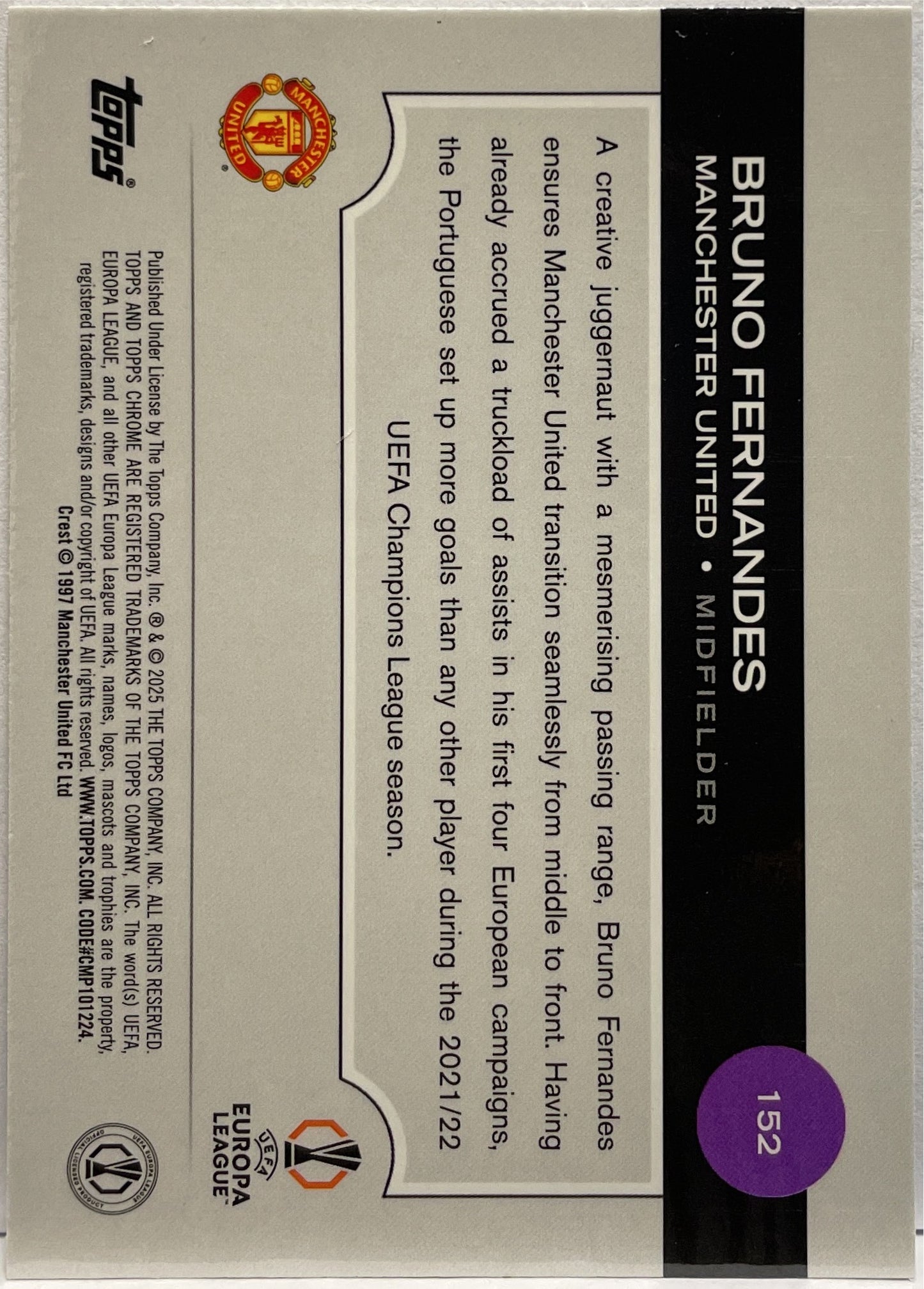 Bruno Fernandes 17/150 Blue Topps Chrome UCC 2024/25