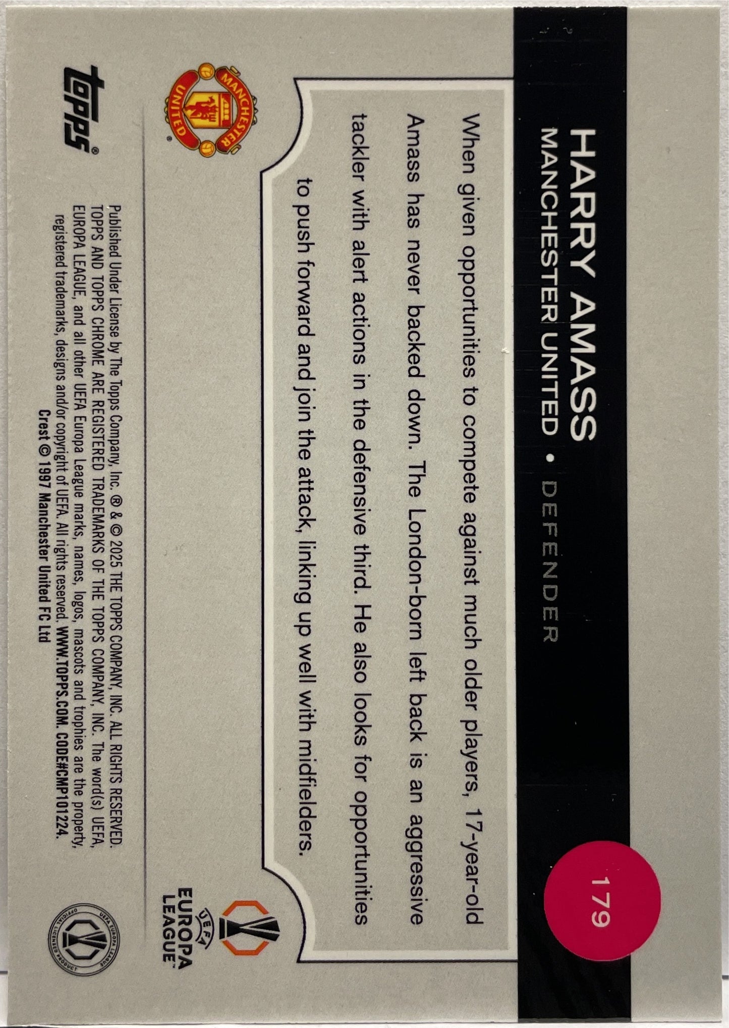 Harry Amass 146/225 Rookie Night Vision RayWave Topps Chrome UCC 2024/25