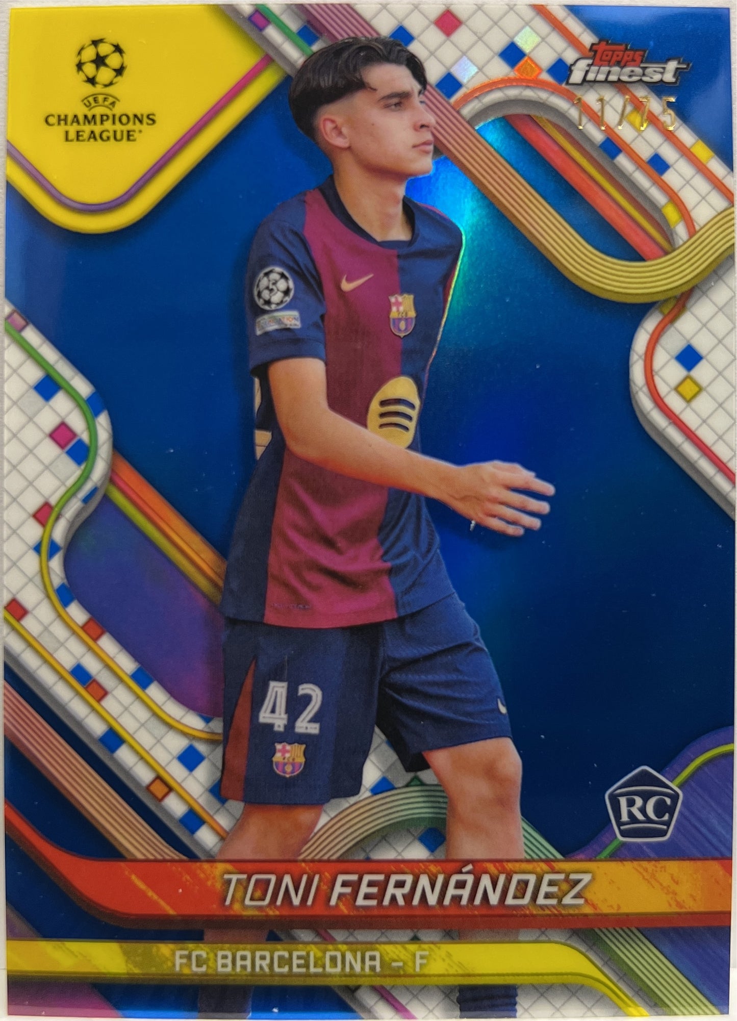 Toni Fernandez 11/75 Rookie Blue Topps Finest UCC 2024/25