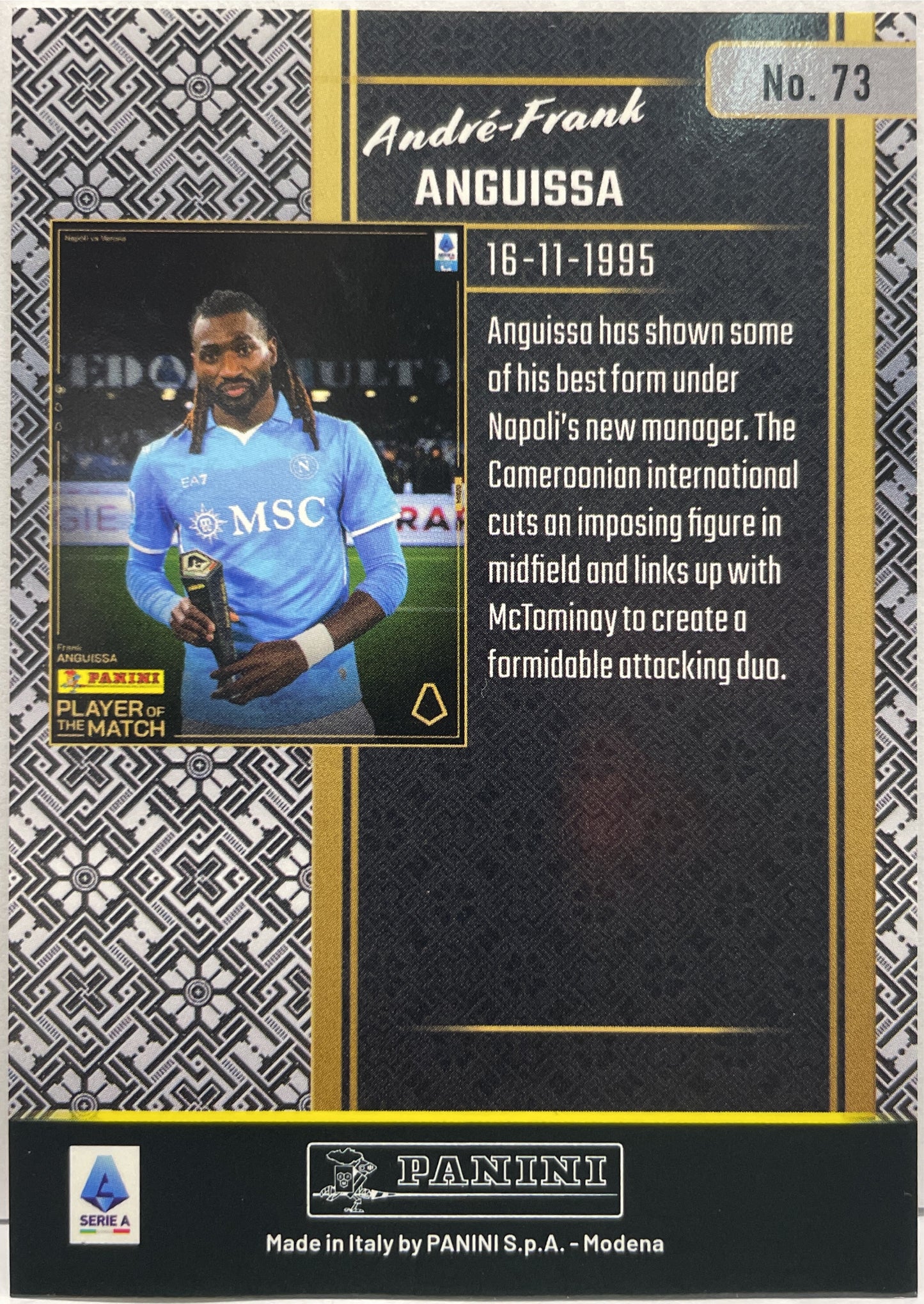 Andre Frank Anguissa 1/1 Panini Player Of The Match 2024/25