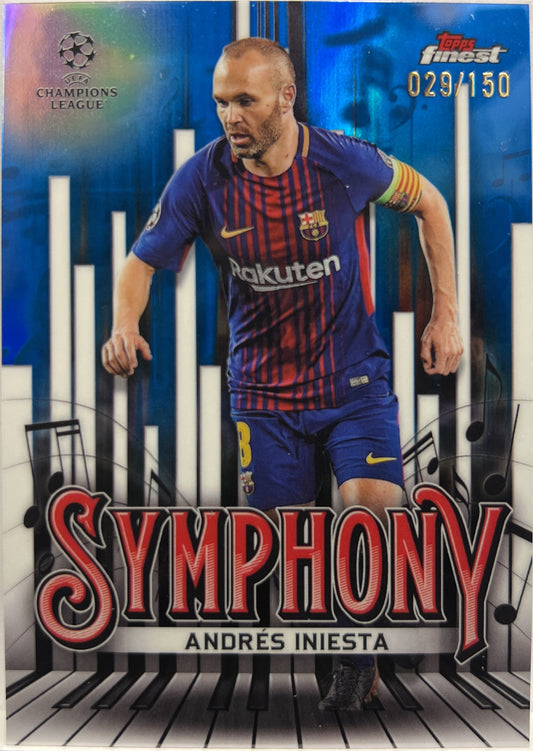 Andres Iniesta 29/150 Symphony Blue Topps Finest UCC 2024/25