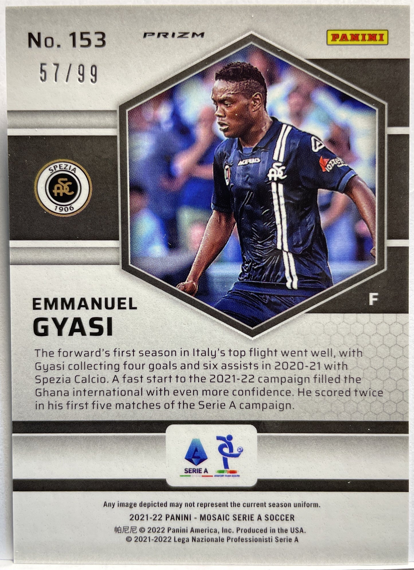 Emmanuel Gyasi 57/99 Blue Mosaic Serie A 2021/22