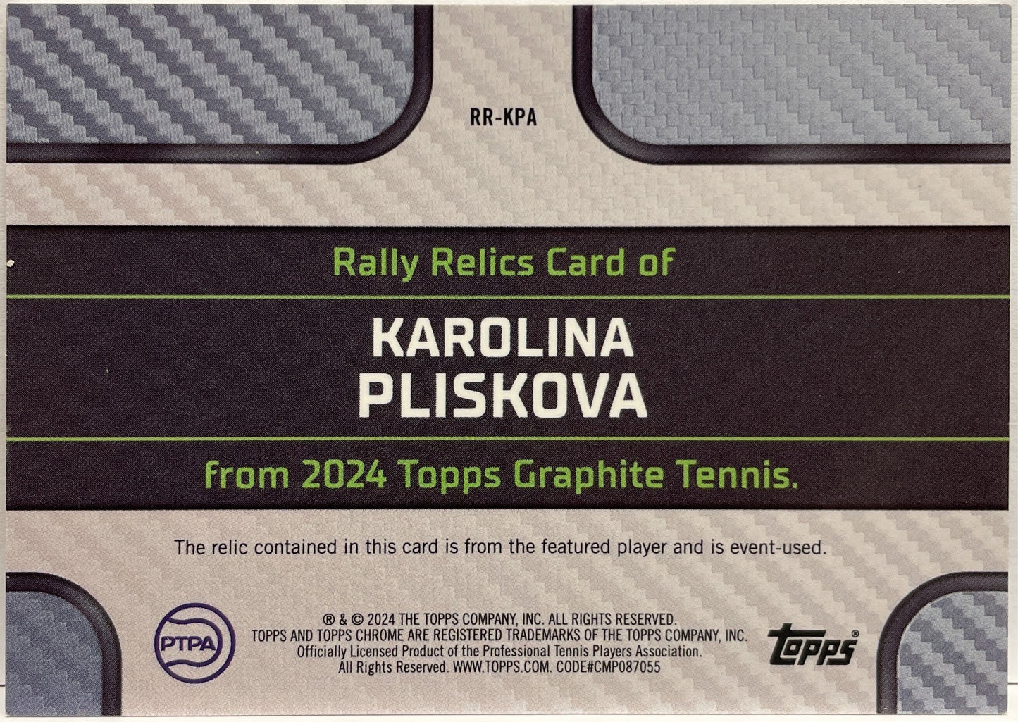 Karolina Pliskova 15/15 Patch Rally Topps Tennis Graphite 2024