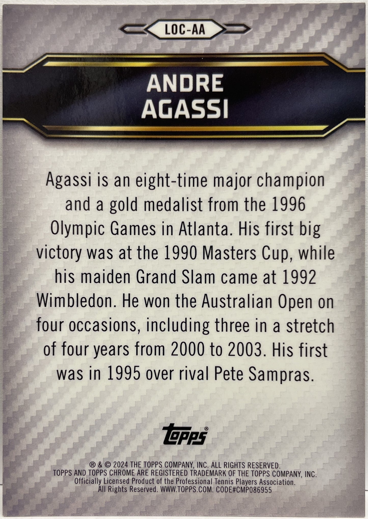 Andre Agassi 4/15 Legends Of The Court Pink Topps Tennis Graphite 2024