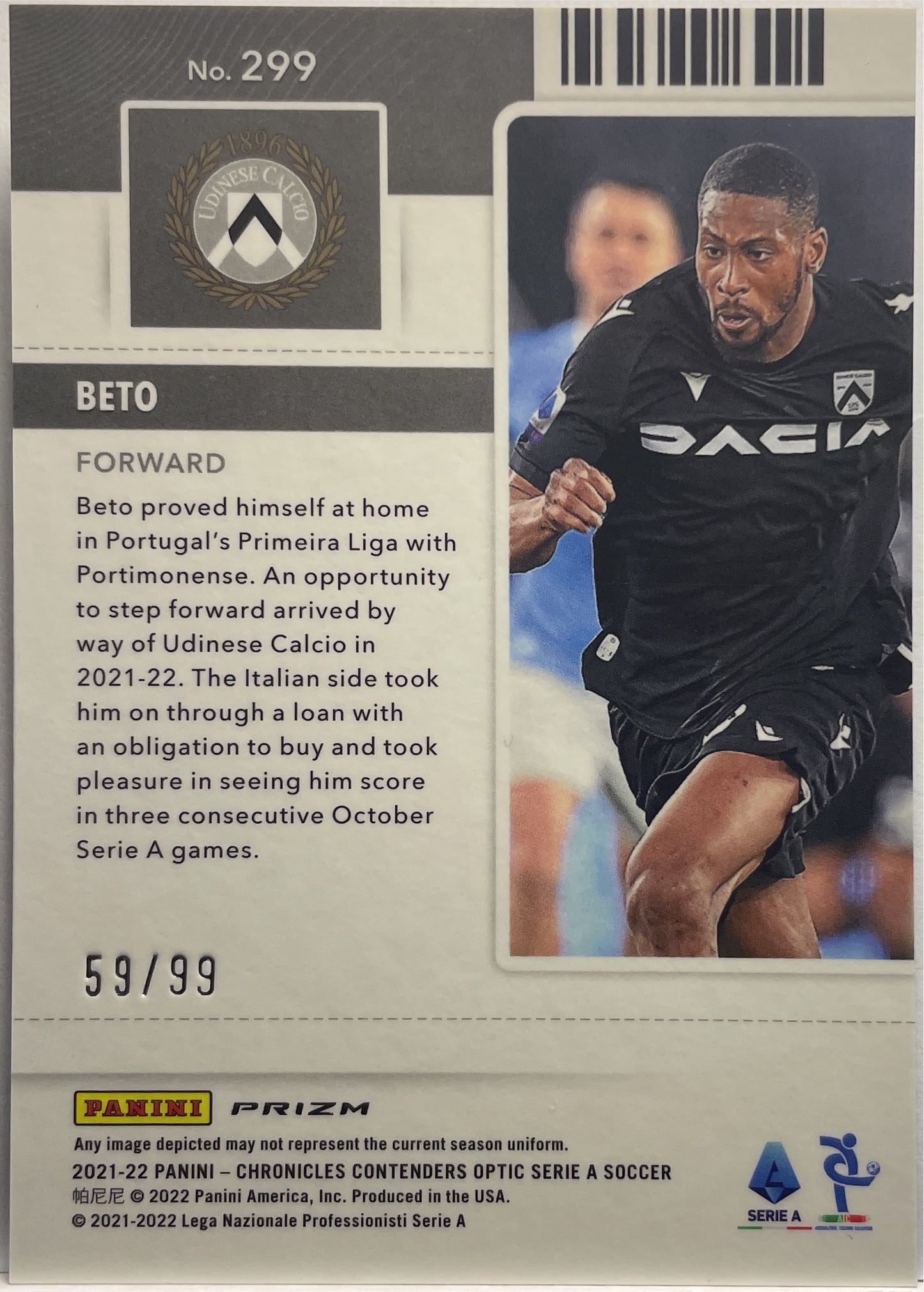 Beto 59/99 Rookie Ticket Panini Chronicles 2021/22