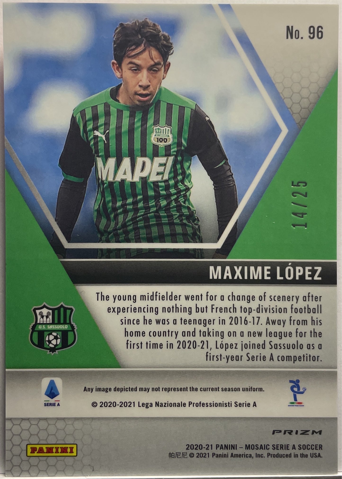 Maxime Lopez 14/25 Rookie Pink Mosaic Serie A 2020/21
