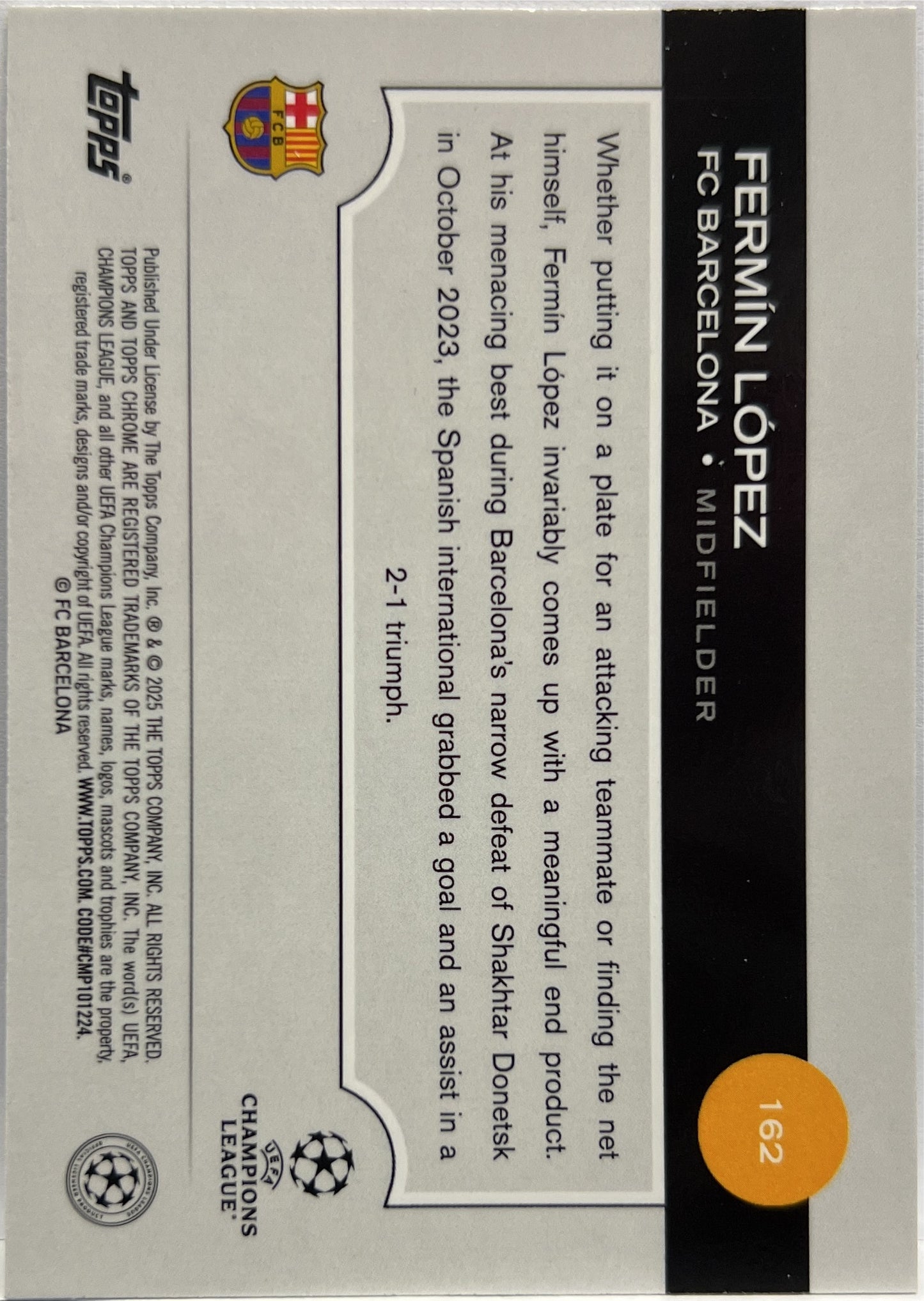 Fermin Lopez 148/150 Future Stars All Star Rookie Blue Topps Chrome UCC 2024/25