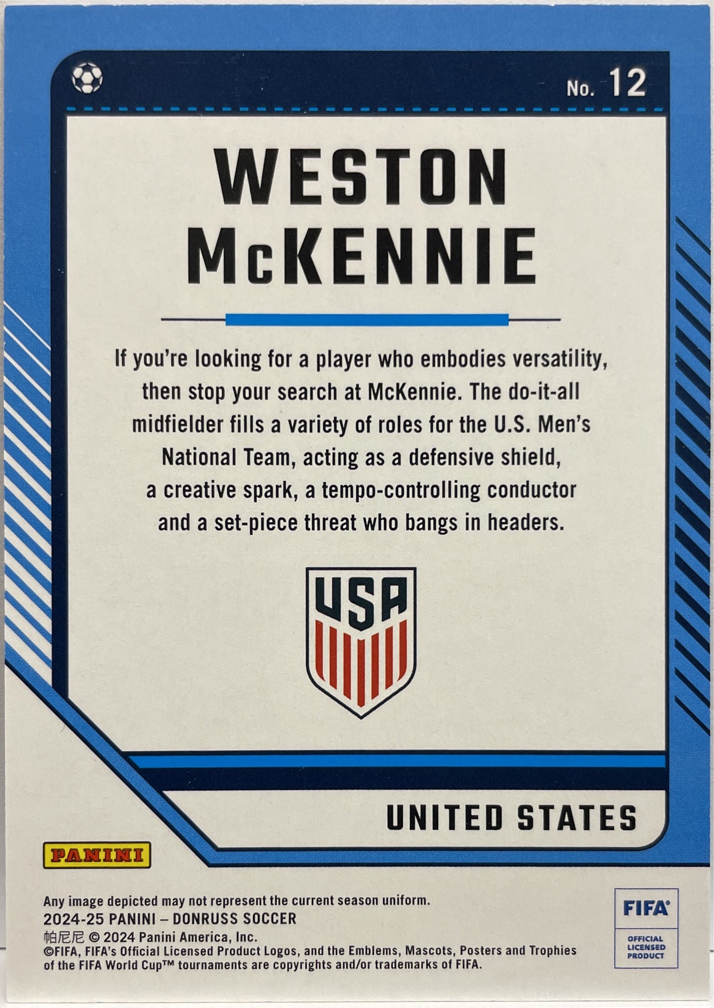 Weston McKennie 194/199 Teal Donruss Fifa 2024/25