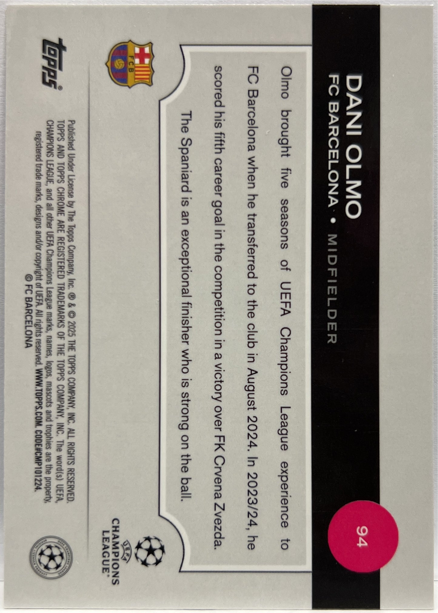 Dani Olmo 6/150 Blue Lava Topps Chrome UCC 2024/25