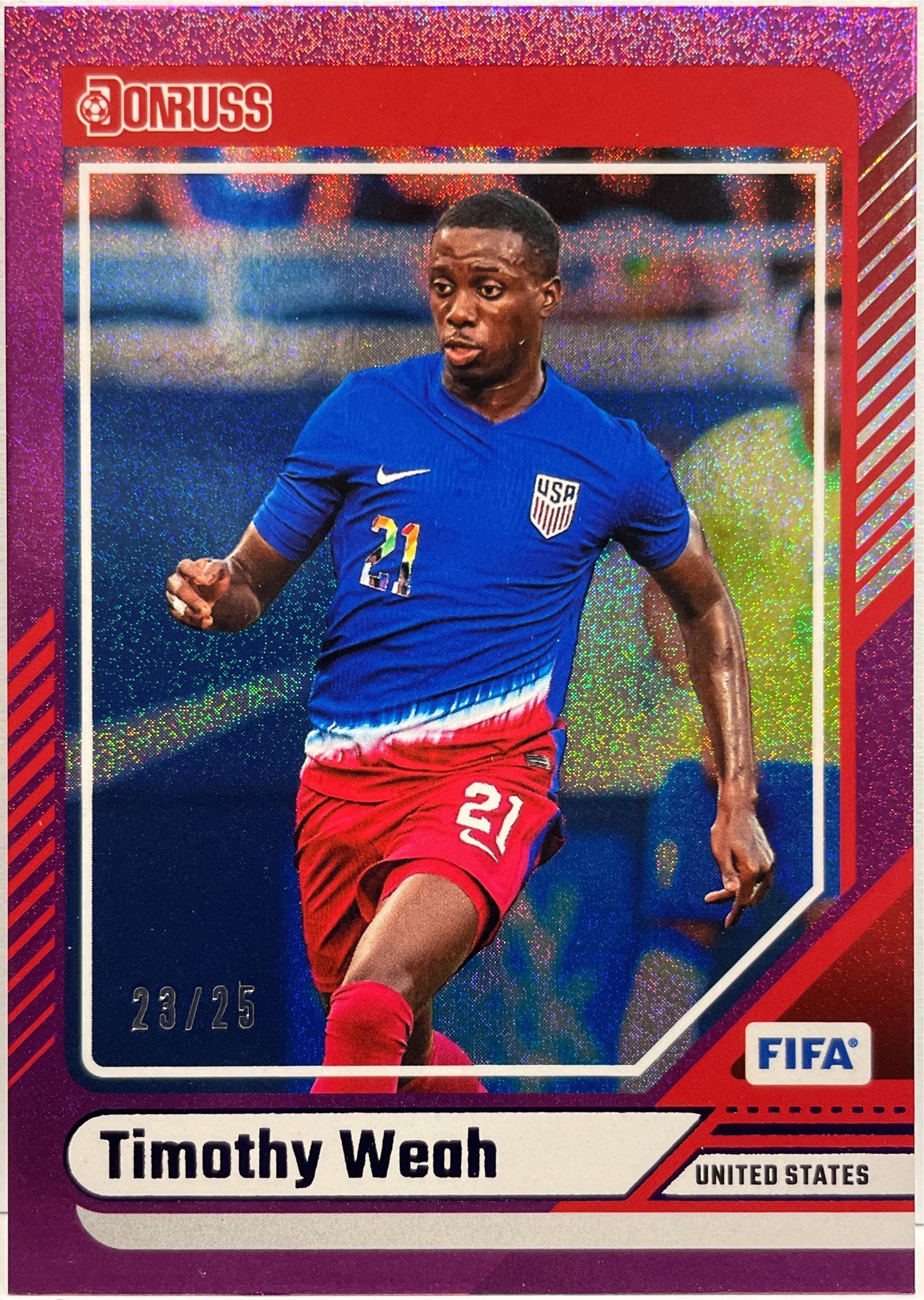 Timothy Weah 25/25 Purple Donruss Fifa 2024/25