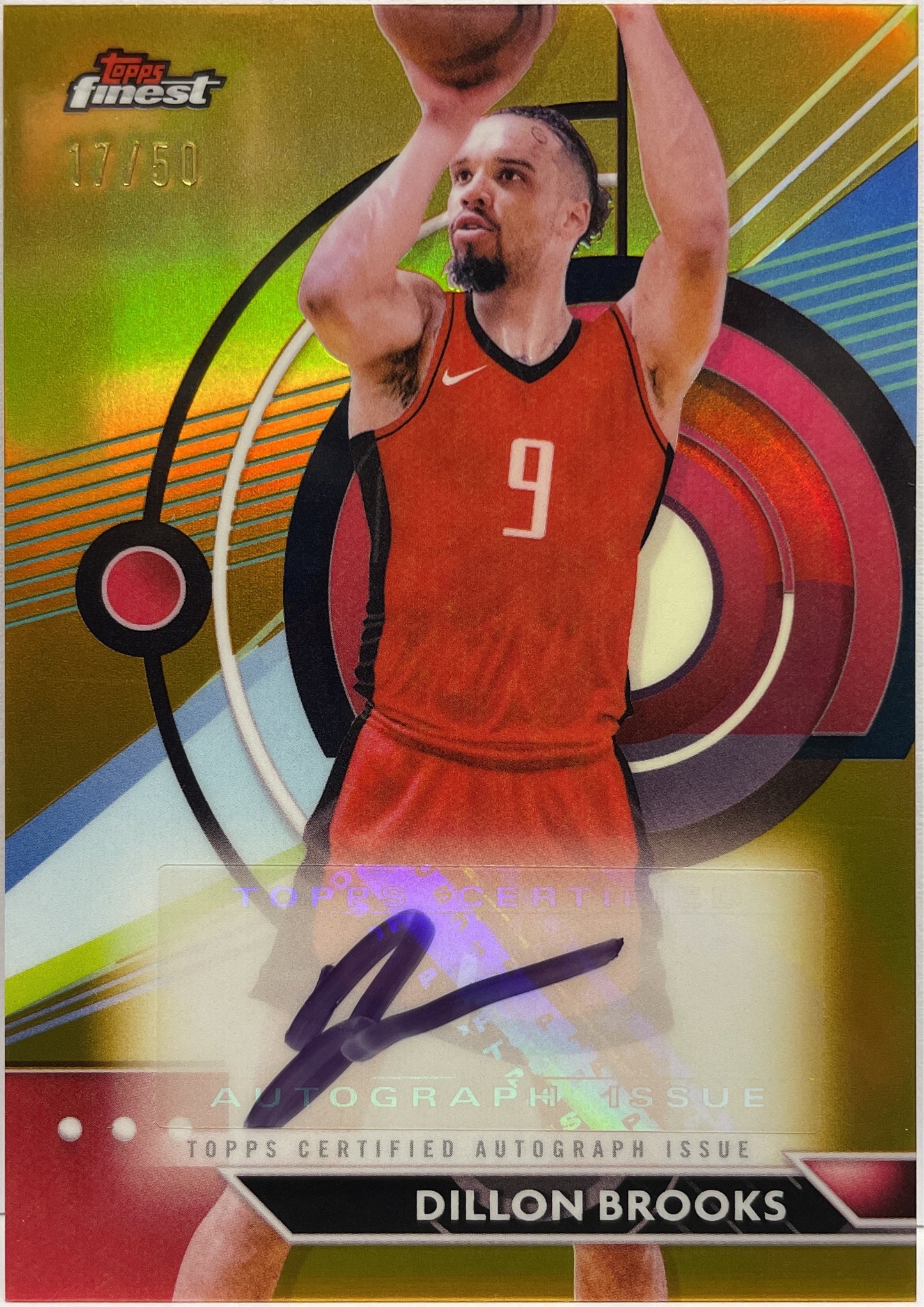 Dillon Brooks 17/50 Autograph Gold Topps Finest NBA Basketball 2023/24