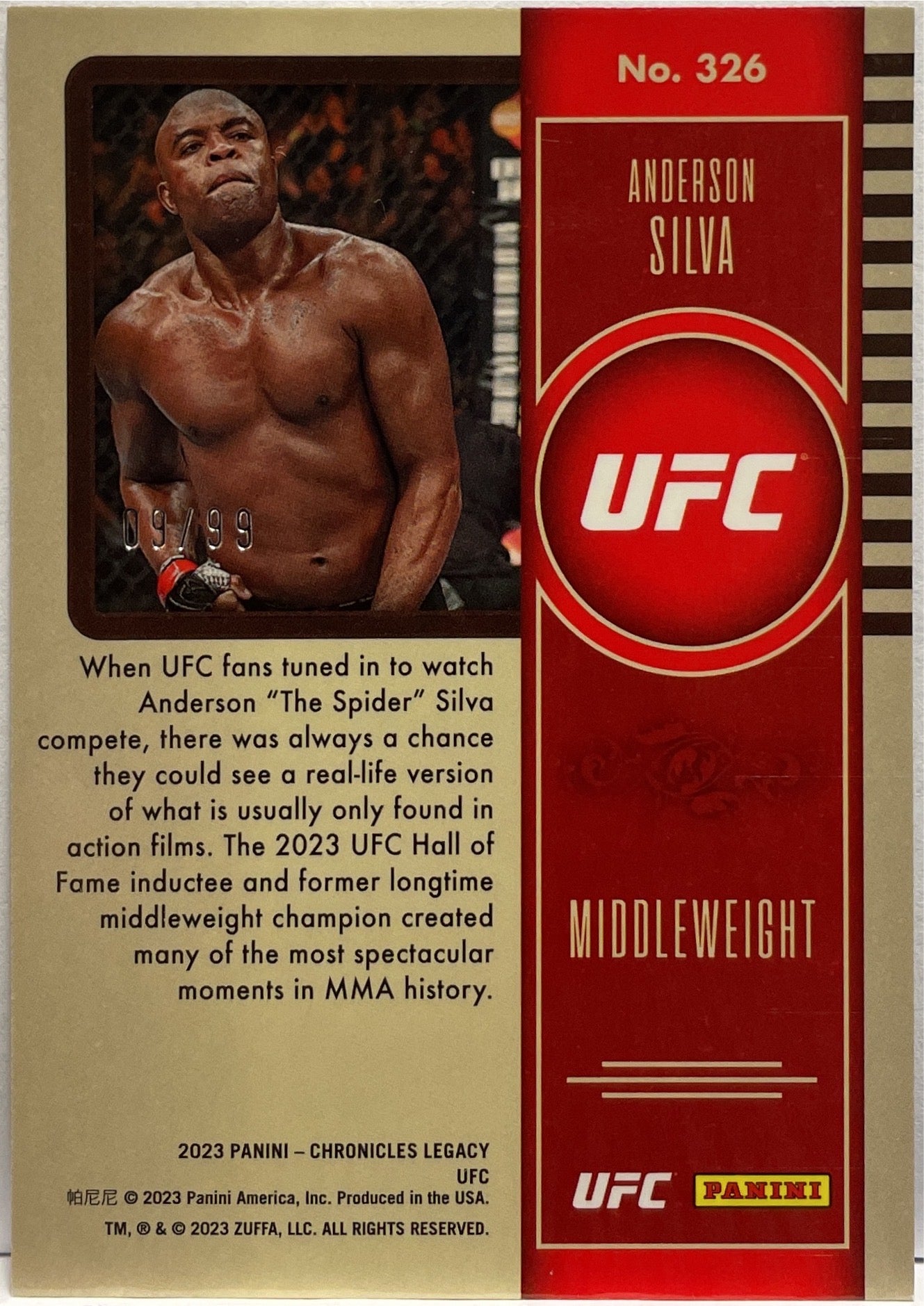 Anderson Silva 9/99 Legacy Blue Panini Chronicles UFC 2023
