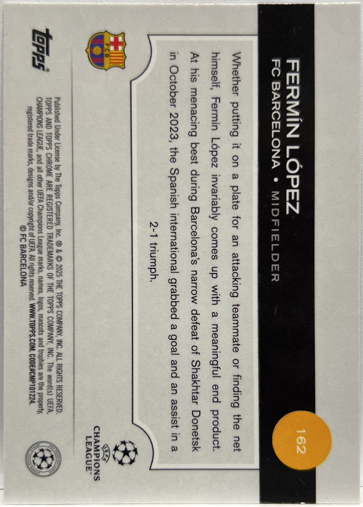 Fermin Lopez 218/225 Future Stars All Star Rookie Night Vision RayWave Topps Chrome UCC 2024/25