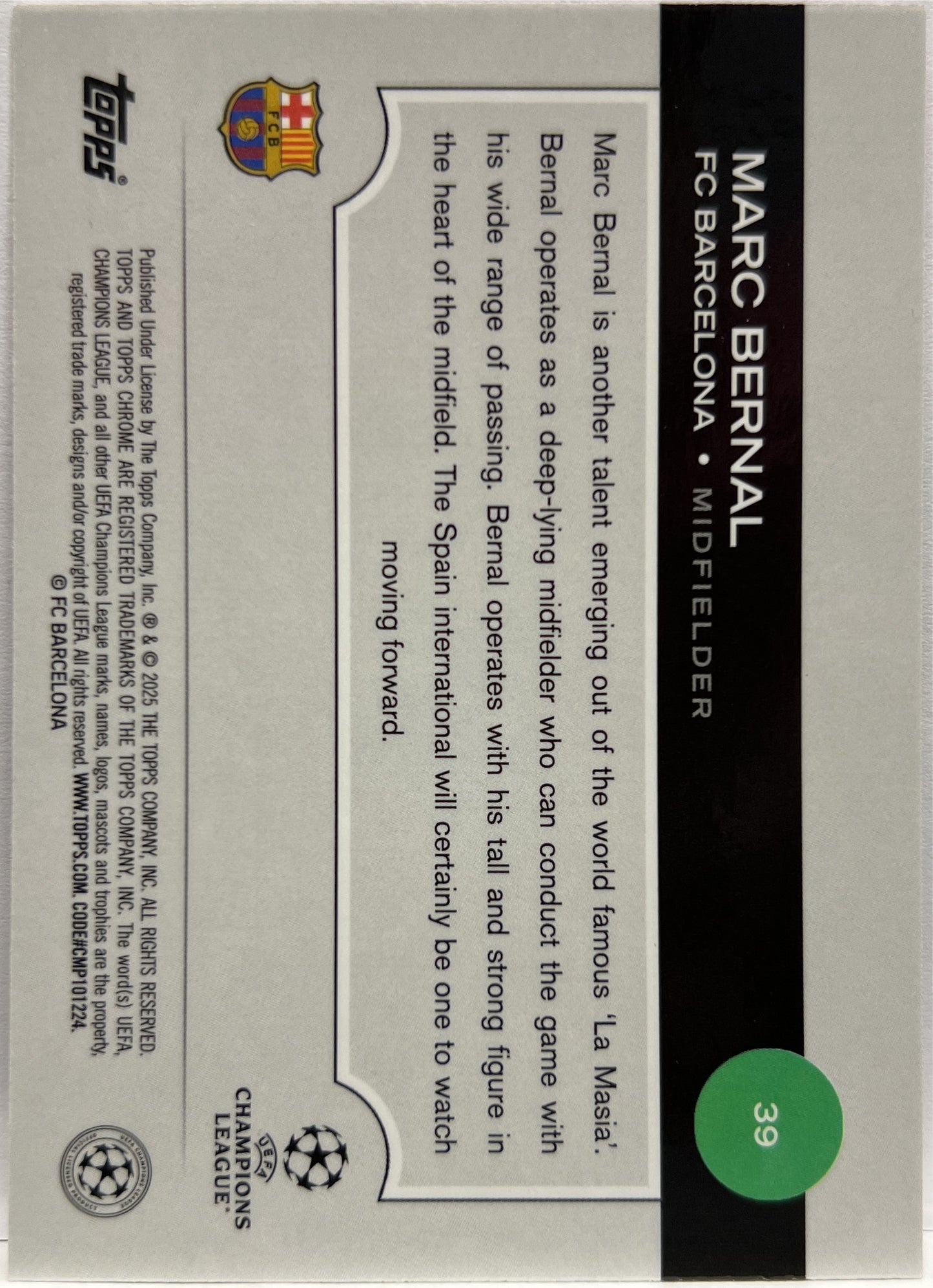 Marc Bernal 77/250 Rookie Pink Lava Topps Chrome UCC 2024/25