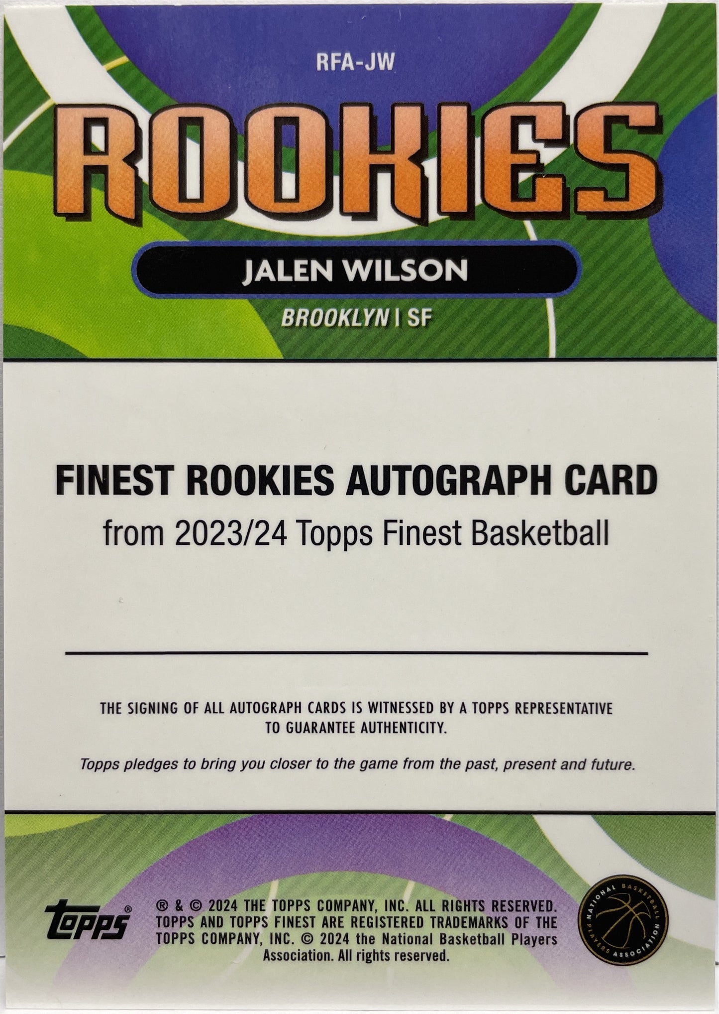 Jalen Wilson 86/99 Rookie Autograph Rookies Blue Geometric Topps Finest NBA Basketball 2023/24