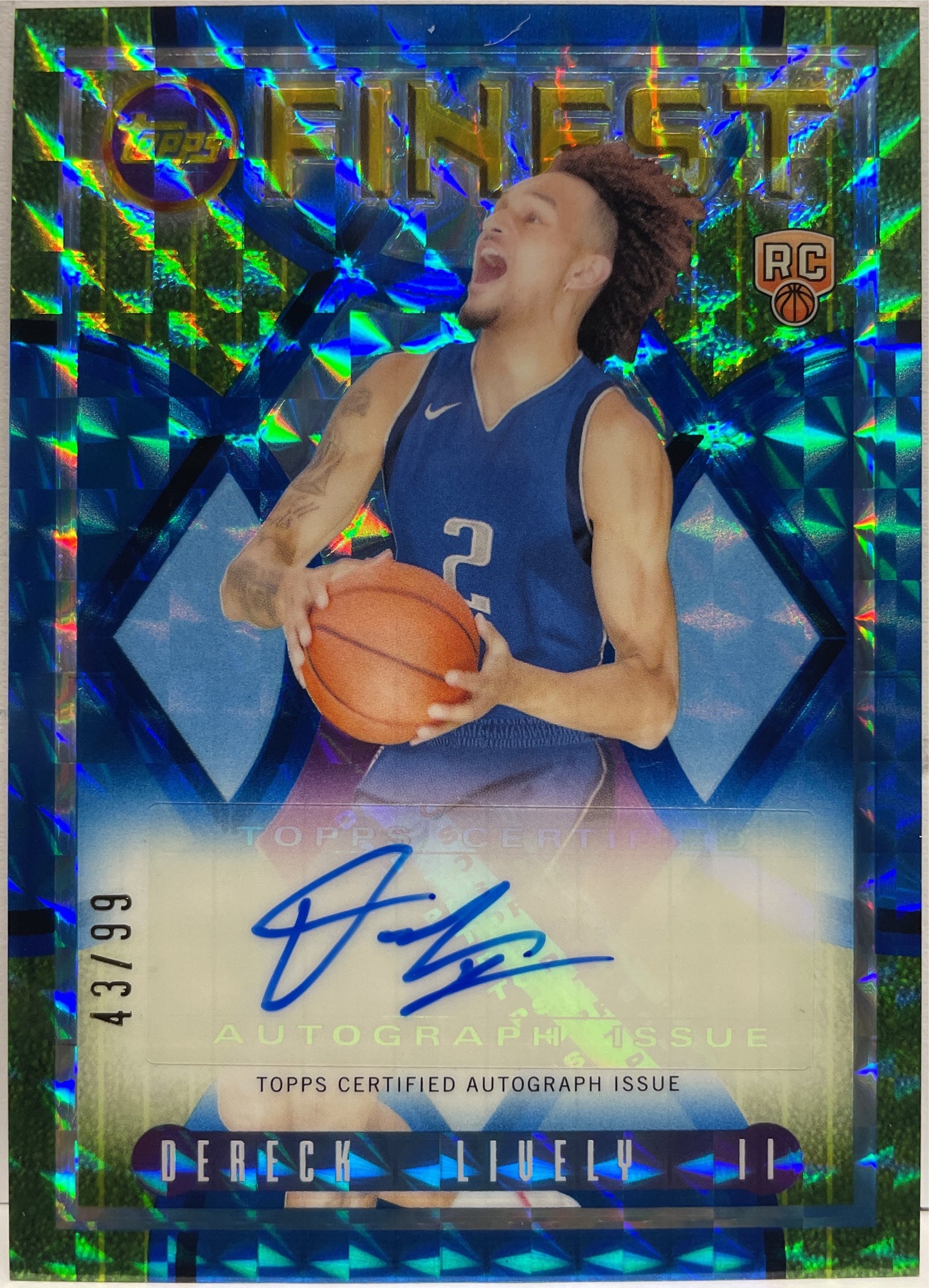 Dereck Lively II 43/99 Rookie Autograph Finest Blue Geometric Topps Finest NBA Basketball 2023/24