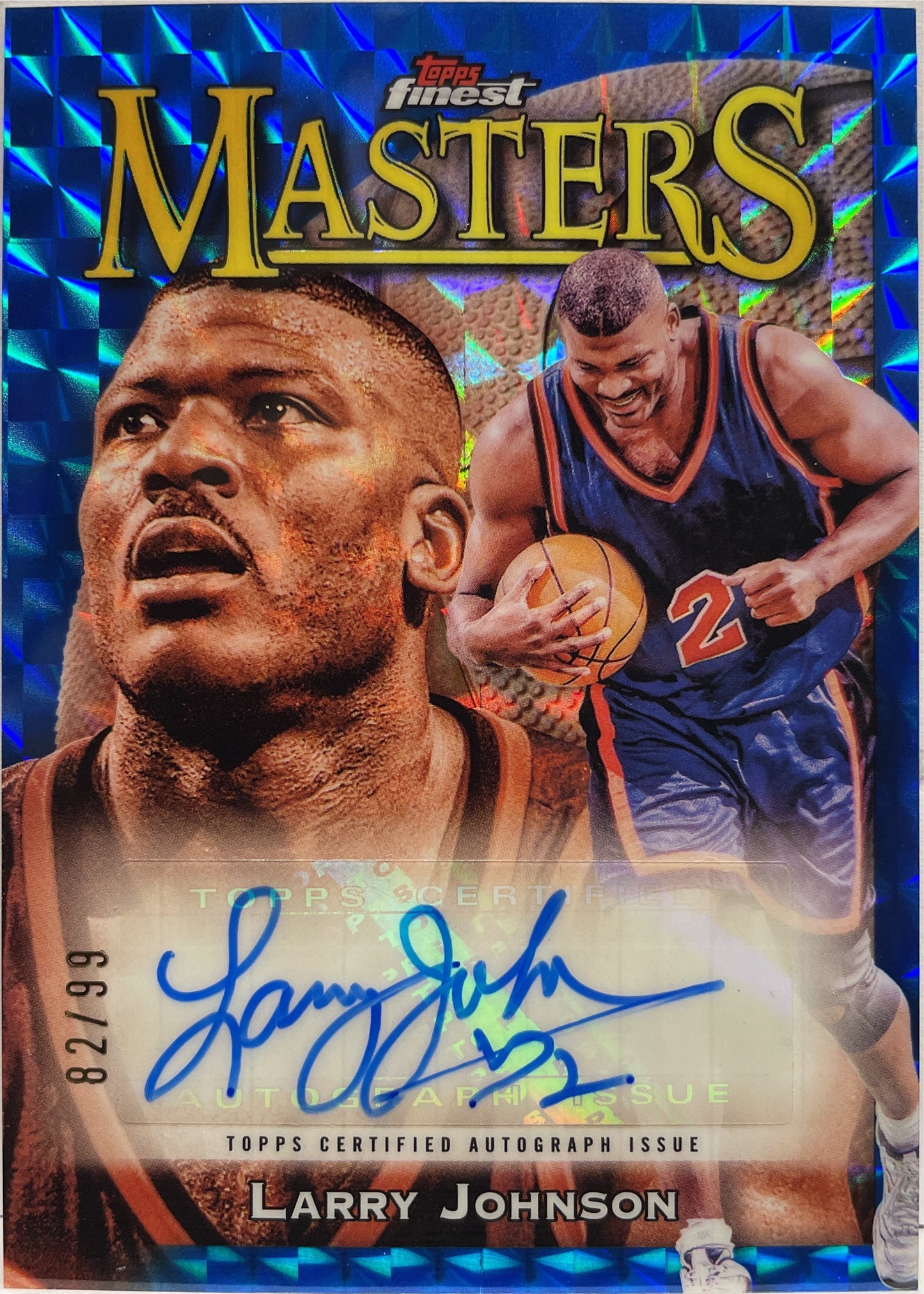 Larry Johnson 82/99 Autograph Masters Blue Geometric Topps Finest NBA Basketball 2023/24
