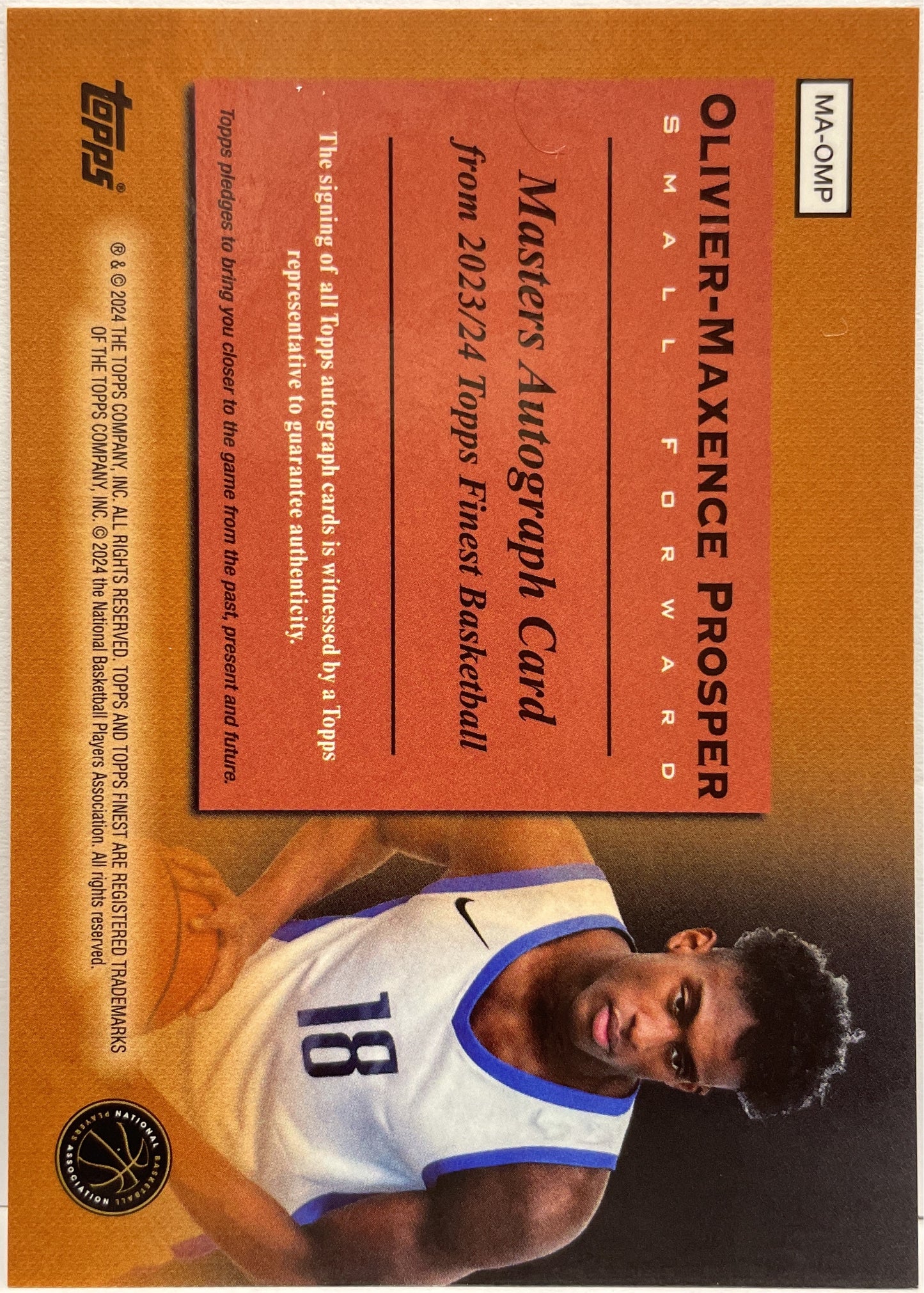 Olivier-Maxence Prosper 48/99 Rookie Autograph Masters Blue Geometric Topps Finest NBA Basketball 2023/24