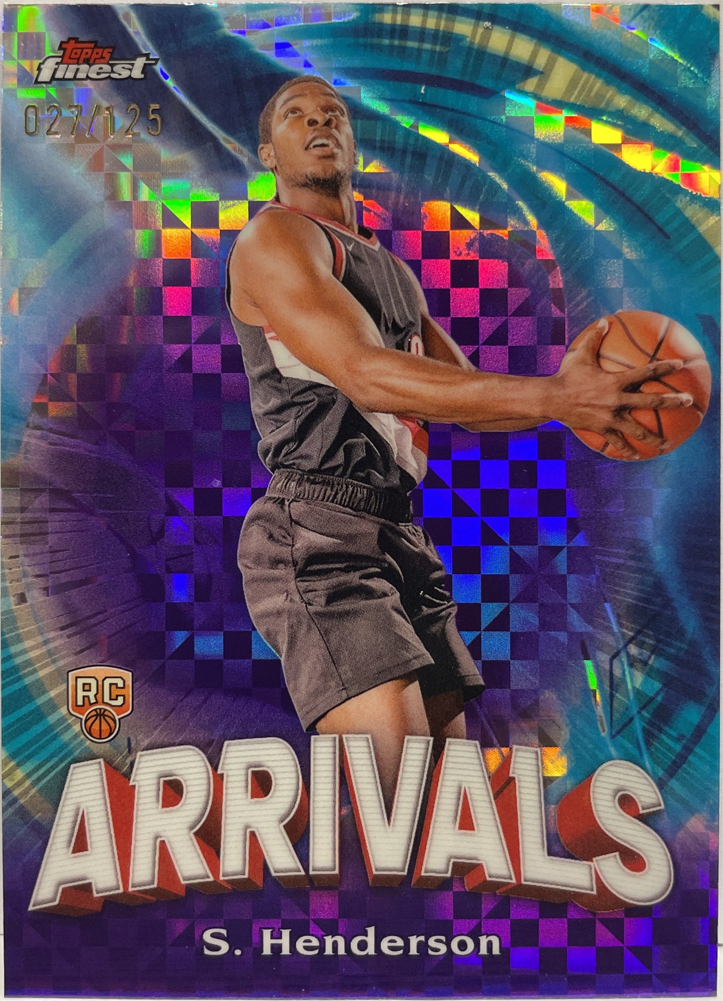 Scoot Henderson 27/125 Rookie Arrivals Purple Checkerboard Topps Finest NBA Basketball 2023/24