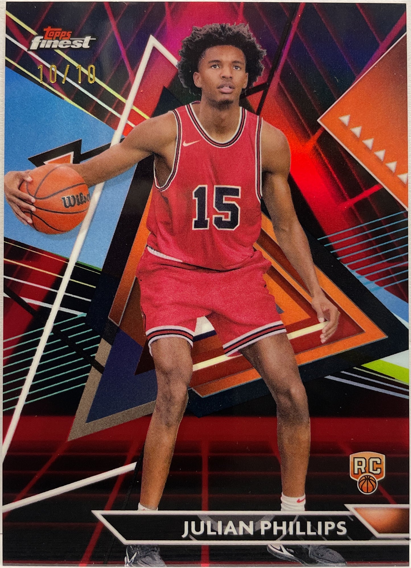 Julian Phillips 10/10 Rookie Red & Black Topps Finest NBA Basketball 2023/24