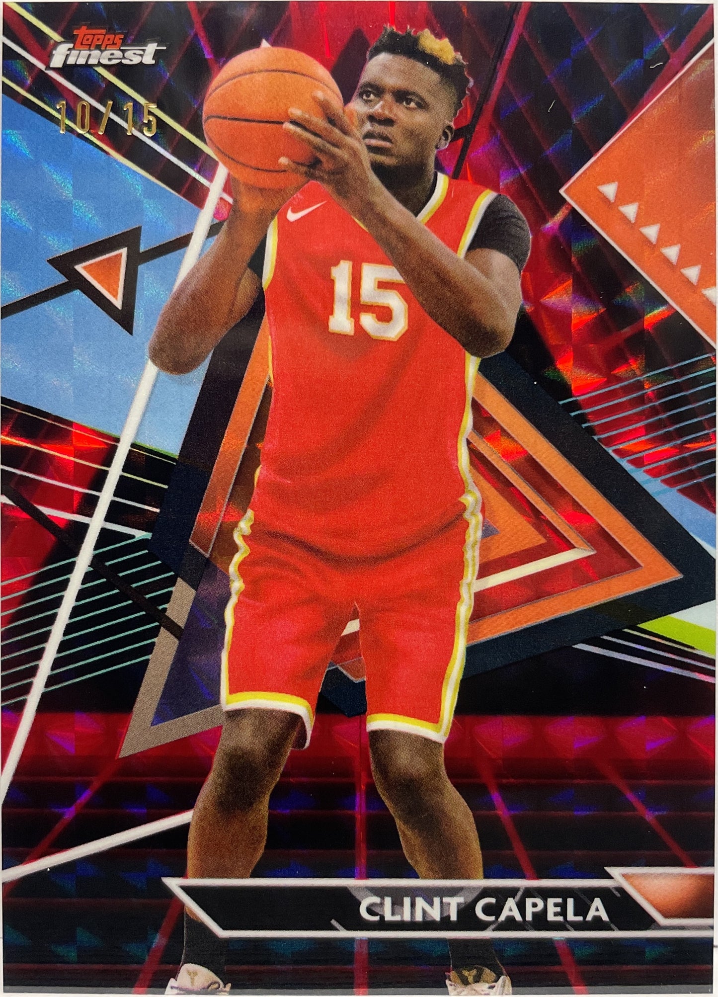 Clint Capela 10/15 Red & Black Geometric Topps Finest NBA Basketball 2023/24