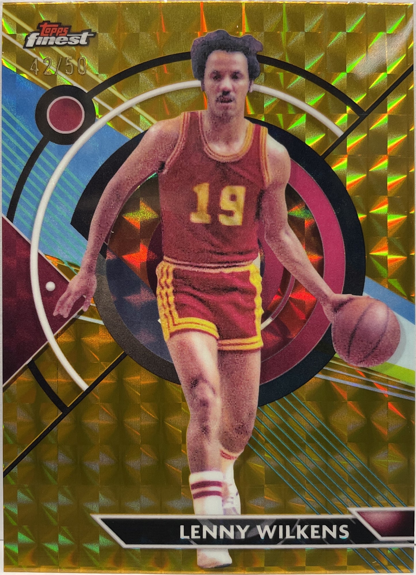 Lenny Wilkens 42/50 Gold Geometric Topps Finest NBA Basketball 2023/24