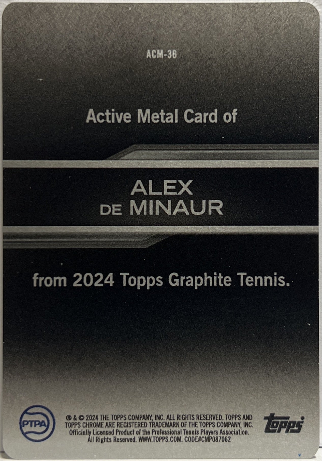 Alex De Minaur Active Metal Topps Tennis Graphite 2024