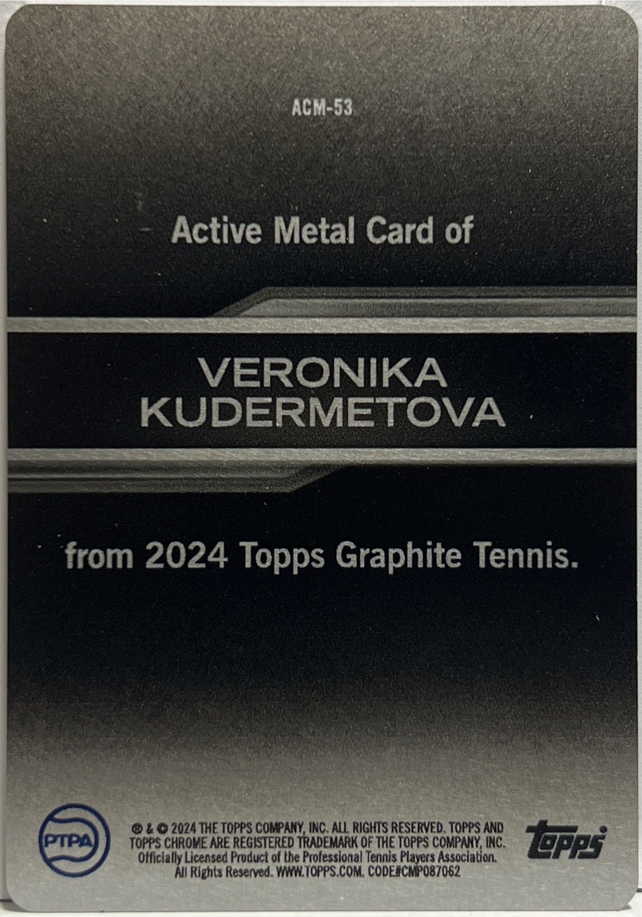 Veronika Kudermetova Active Metal Topps Tennis Graphite 2024