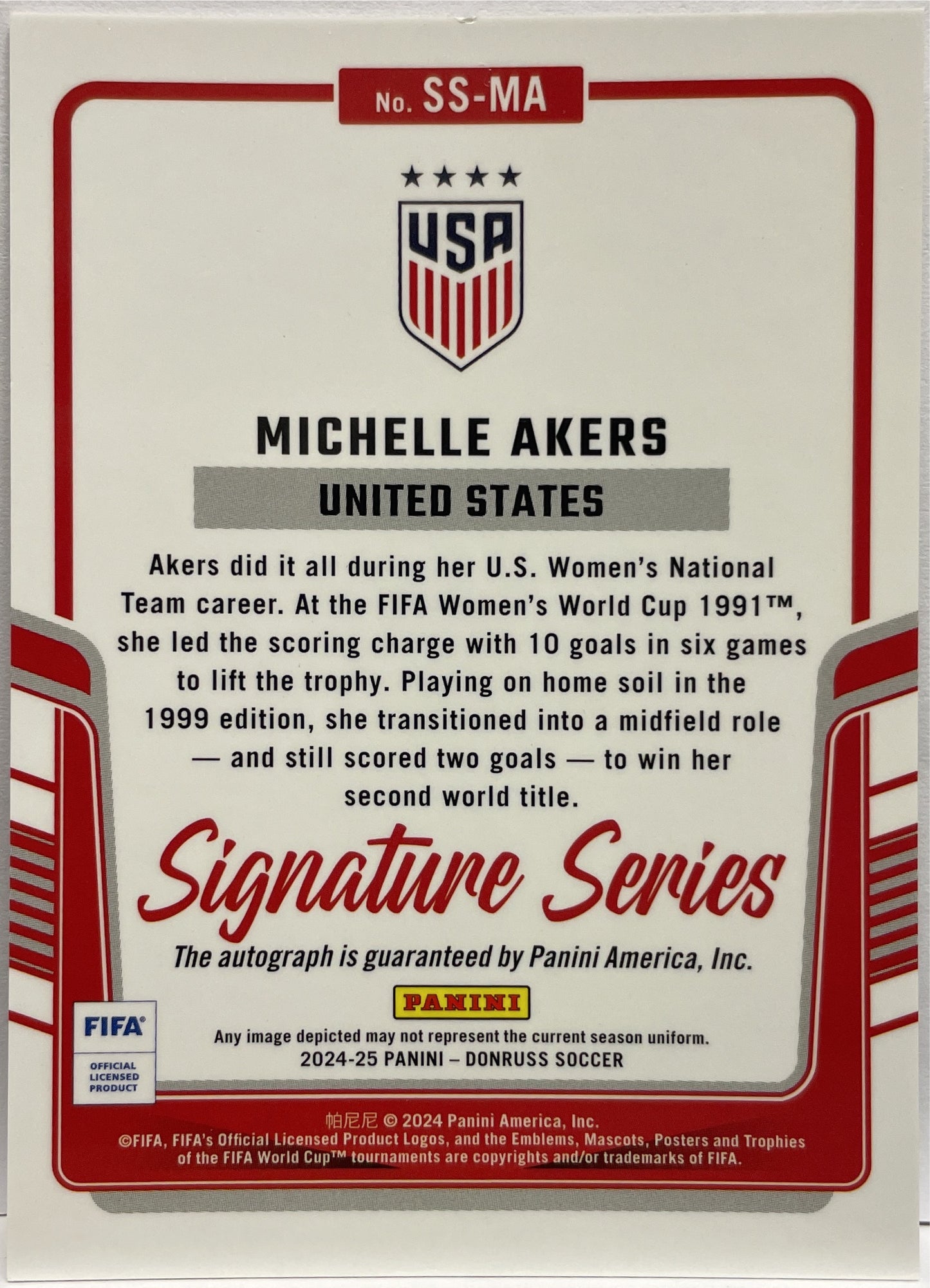 Michelle Akers Autograph Signature Series Donruss Fifa 2024/25