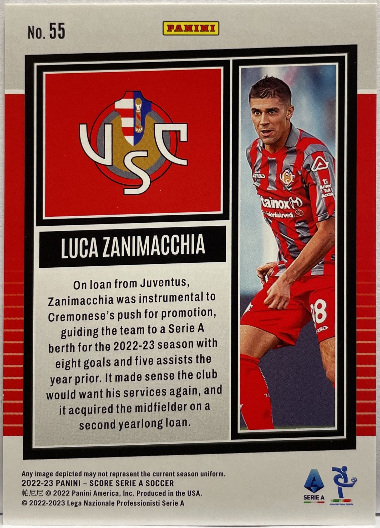 Luca Zanimacchia 1/1 Rookie Black Laser Score Serie A 2022/23