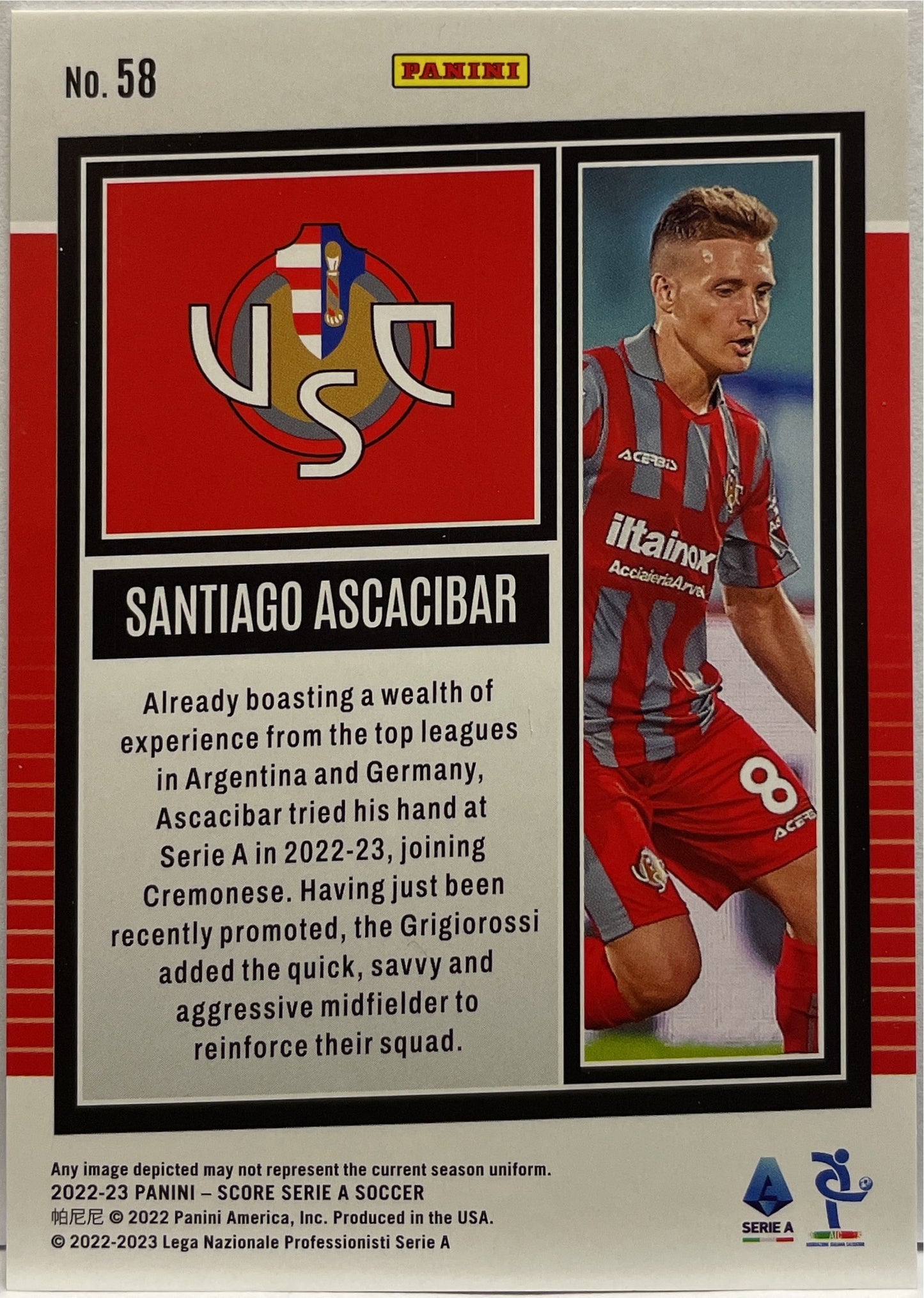 Santiago Ascacibar 1/1 Rookie Black Swirl Score Serie A 2022/23