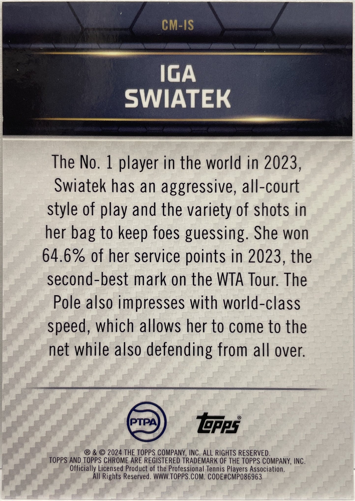 Iga Swiatek 8/25 Court Master Gold Topps Tennis Graphite 2024