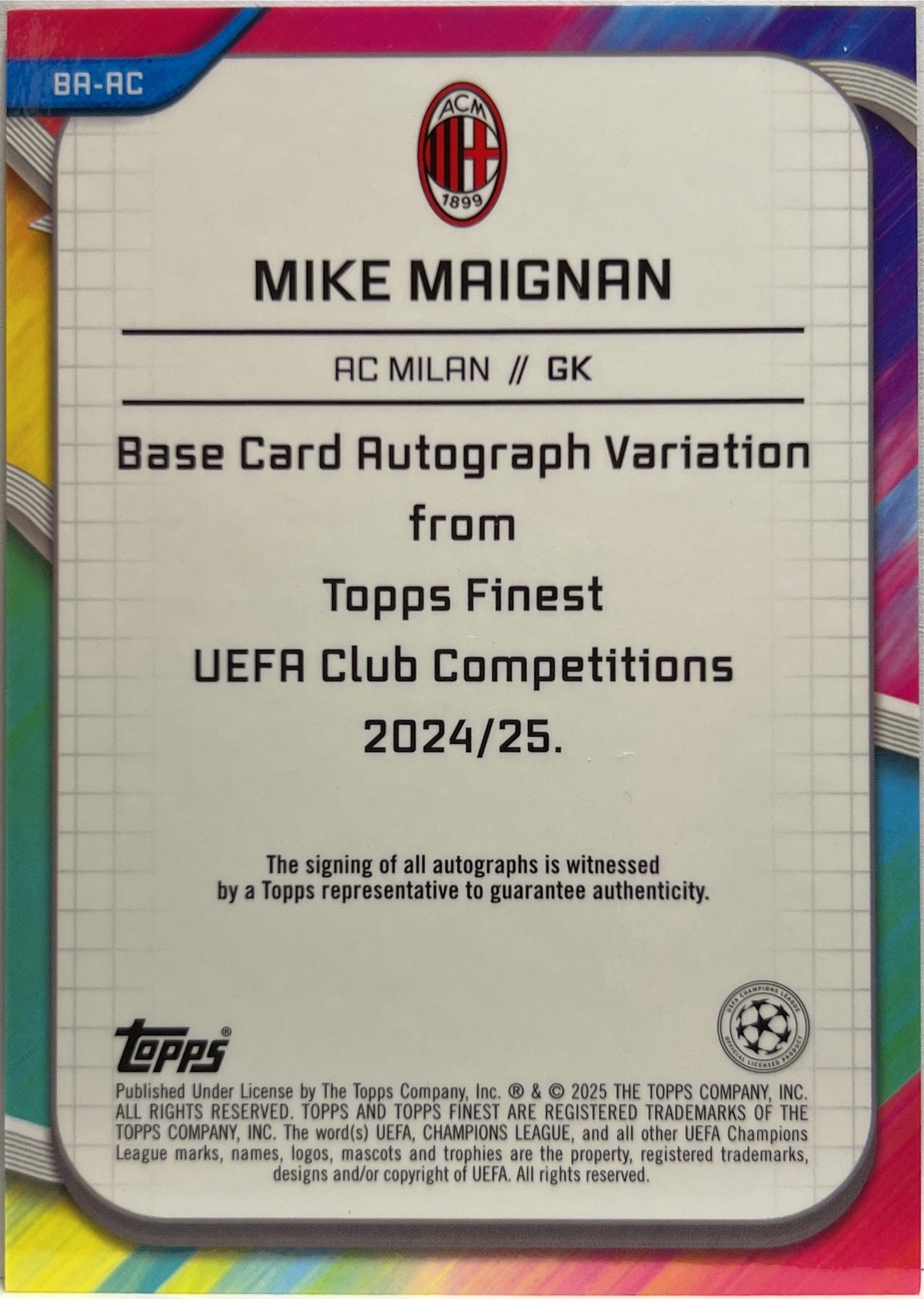 Mike Maigna 276/299 Autograph Purple Topps Finest UCC 2024/25