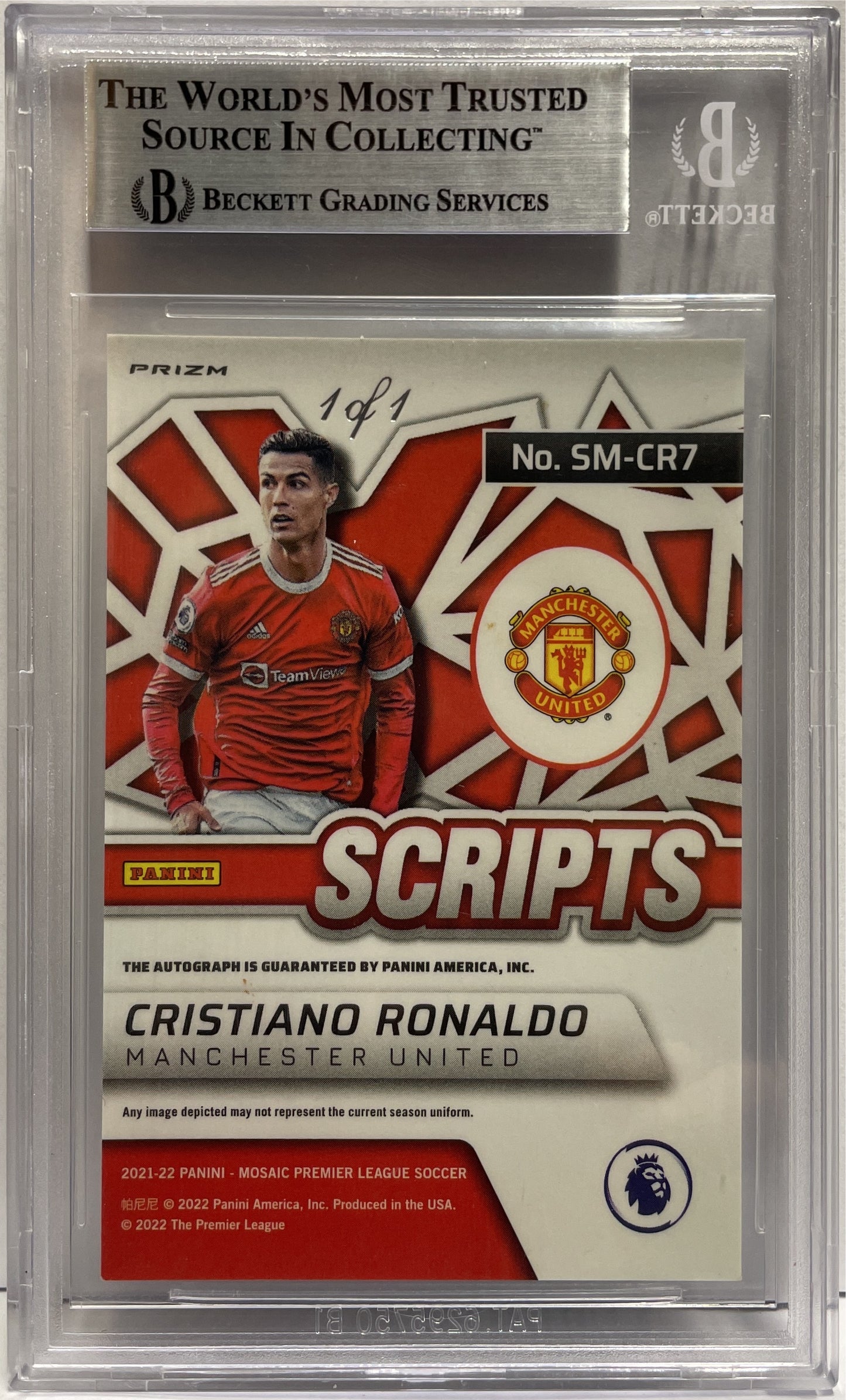 Cristiano Ronaldo 1/1 Choice Black Gold Panini Mosaic Premier League EPL 2021/22 Beckett 9