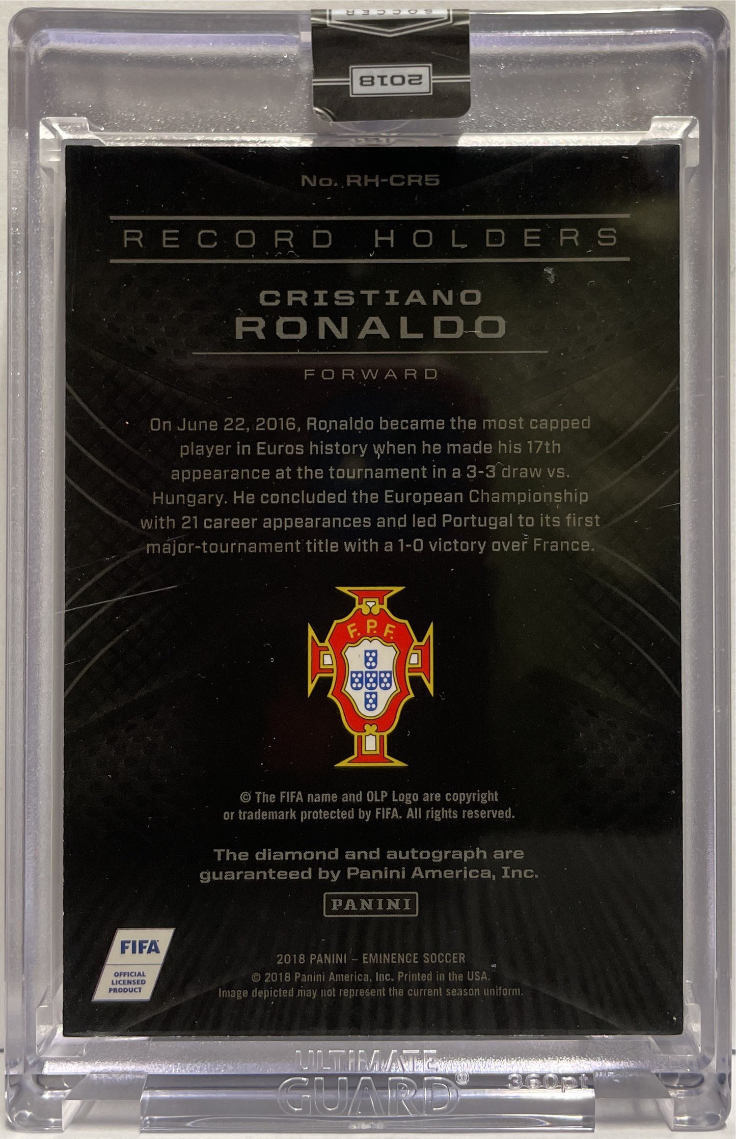 Cristiano Ronaldo 1/5 Autograph On Card Diamond Record Holders Panini Eminence 2018